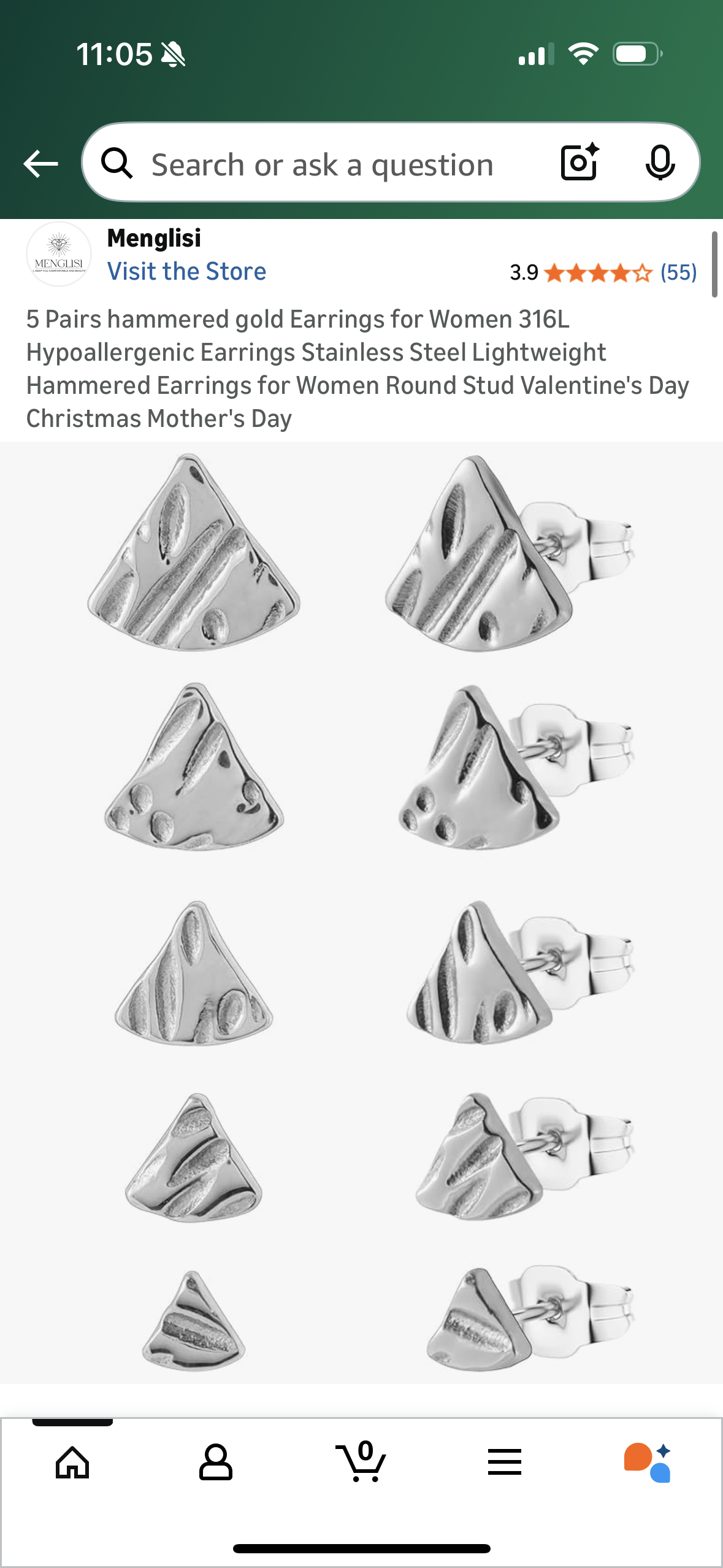 5 Pairs hammered gold Earrings for Women 316L Hypoallergenic Earrings Stainless Steel Lightweight Hammered Earrings