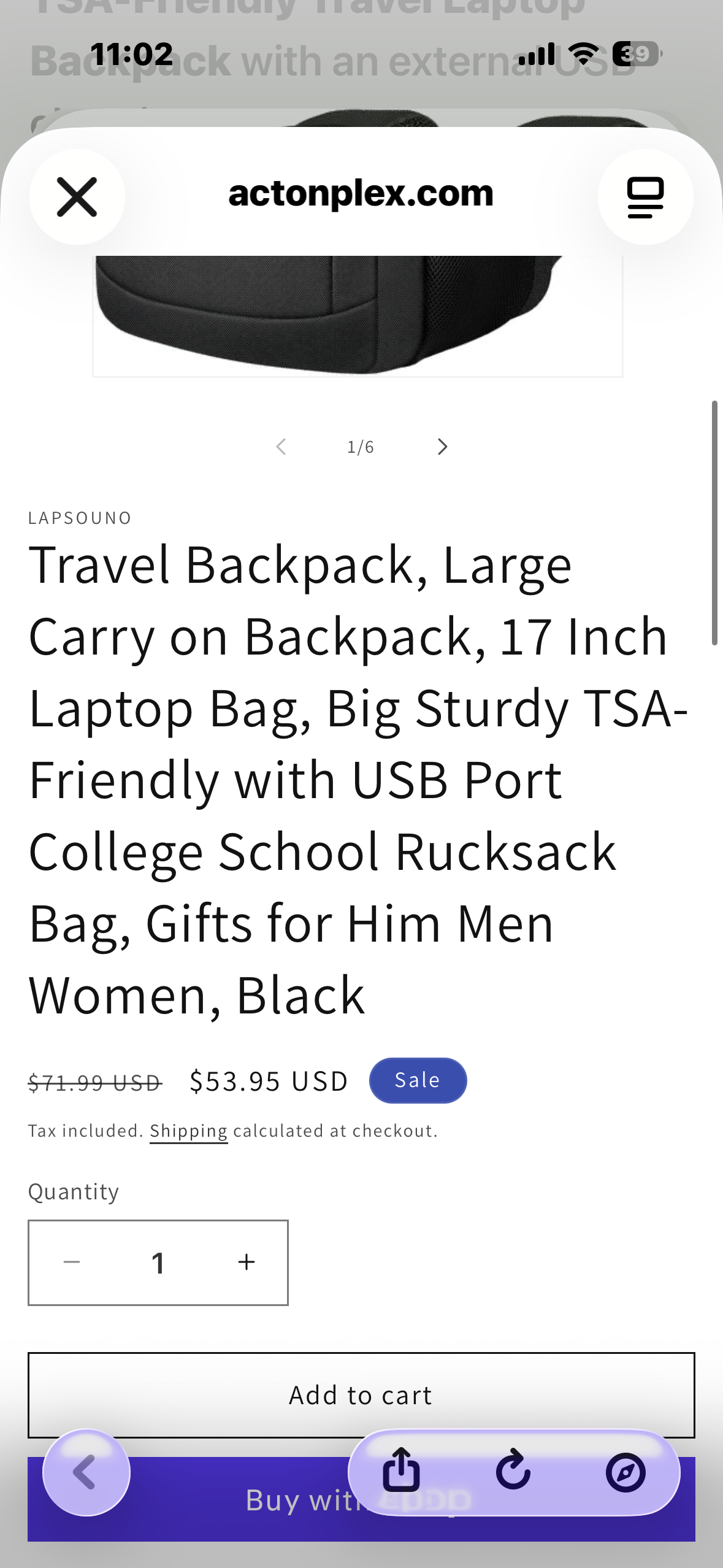 Large Carry on Backpack, 17 Inch Laptop Bag, Big Sturdy TSA-Friendly with USB Port, Travel, College, School, Black