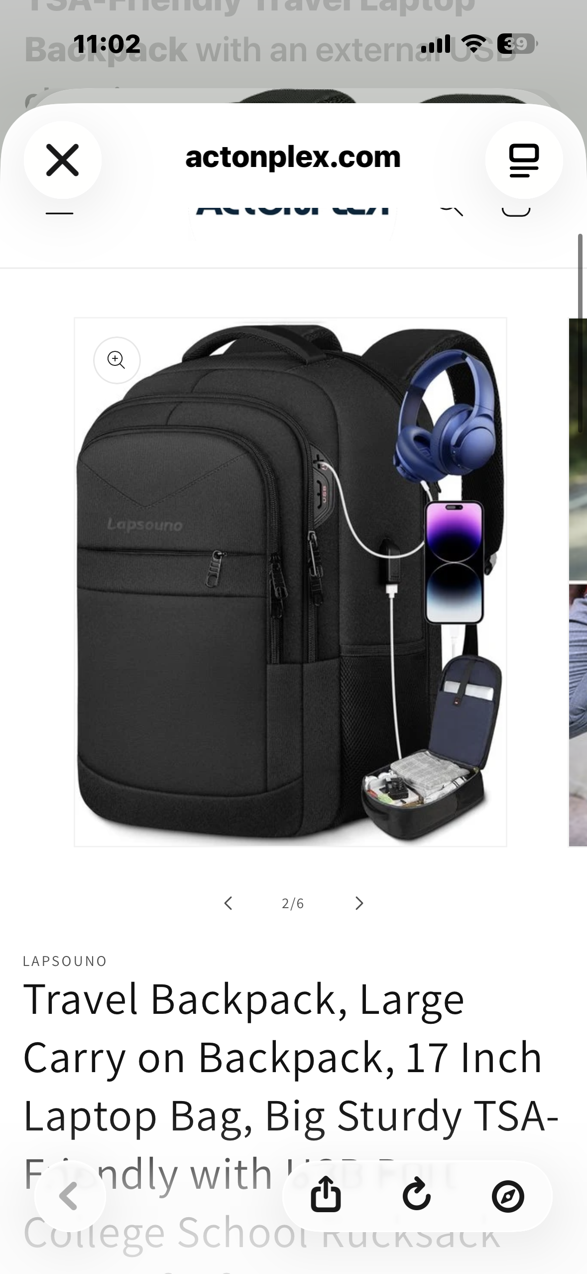 Large Carry on Backpack, 17 Inch Laptop Bag, Big Sturdy TSA-Friendly with USB Port, Travel, College, School, Black