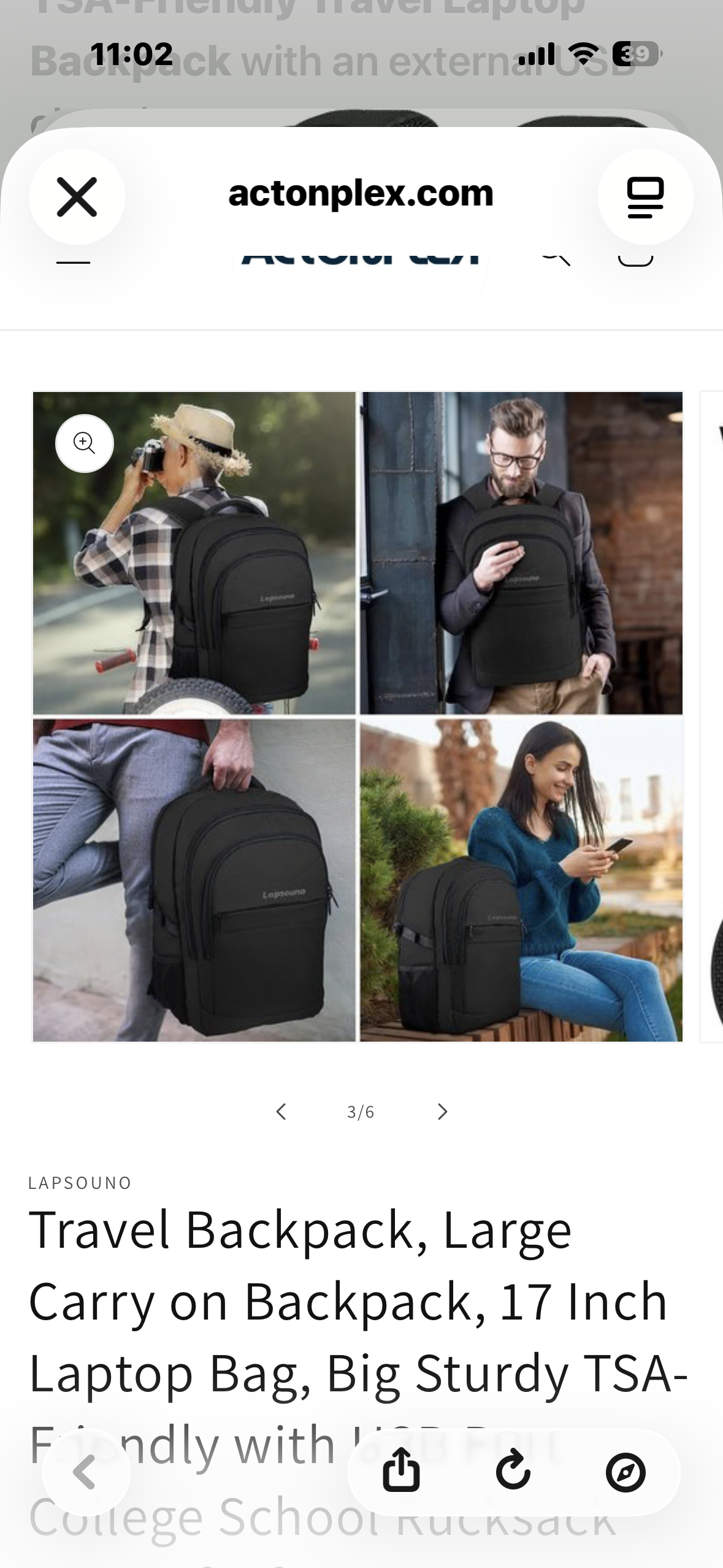 Large Carry on Backpack, 17 Inch Laptop Bag, Big Sturdy TSA-Friendly with USB Port, Travel, College, School, Black