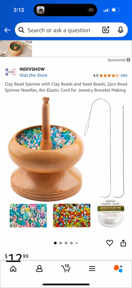 Clay Bead Spinner with Clay Beads and Seed Beads, 2pcs Bead Spinner Needles, 8m Elastic Cord for Jewelry Bracelet Making