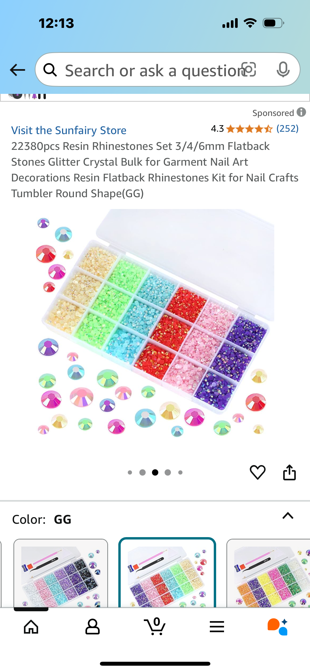 22380pcs Resin Rhinestones Set 3/4/6mm Flatback Stones Glitter Crystal Bulk for Garment Nail Art Decorations Resin Flatback Rhinestones Kit for Nail Crafts Tumbler Round Shape(GG)