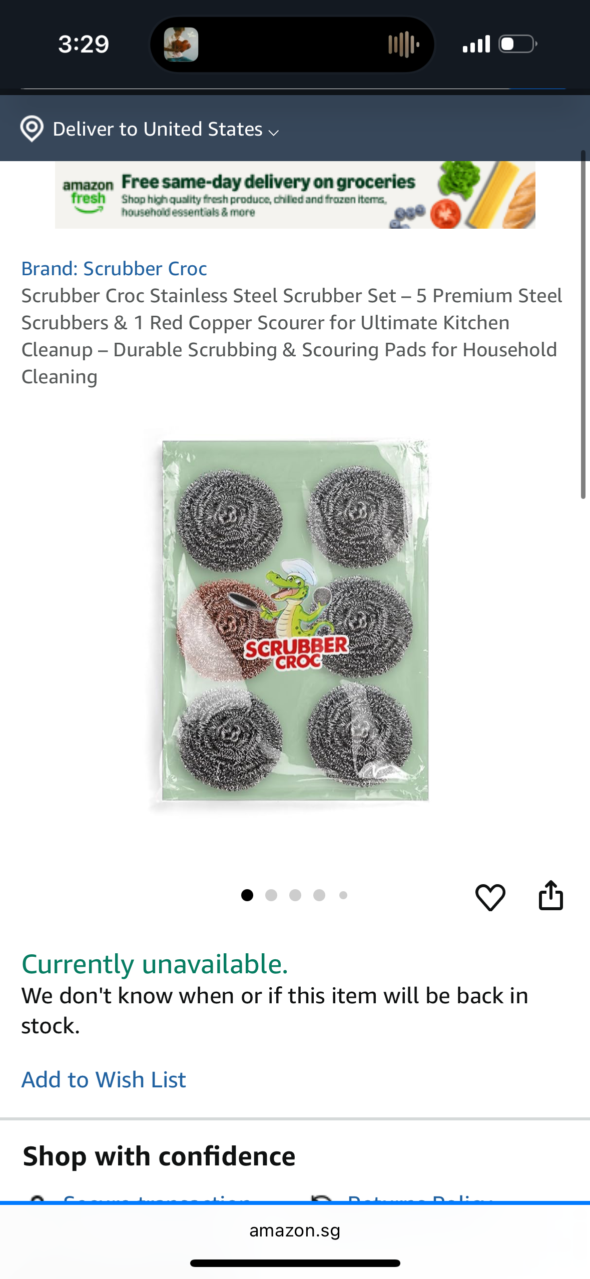 Scrubber Croc Stainless Steel Scrubber Set – 5 Premium Steel Scrubbers & 1 Red Copper Scourer for Ultimate Kitchen Cleanup – Durable Scrubbing & Scouring Pads for Household Cleaning