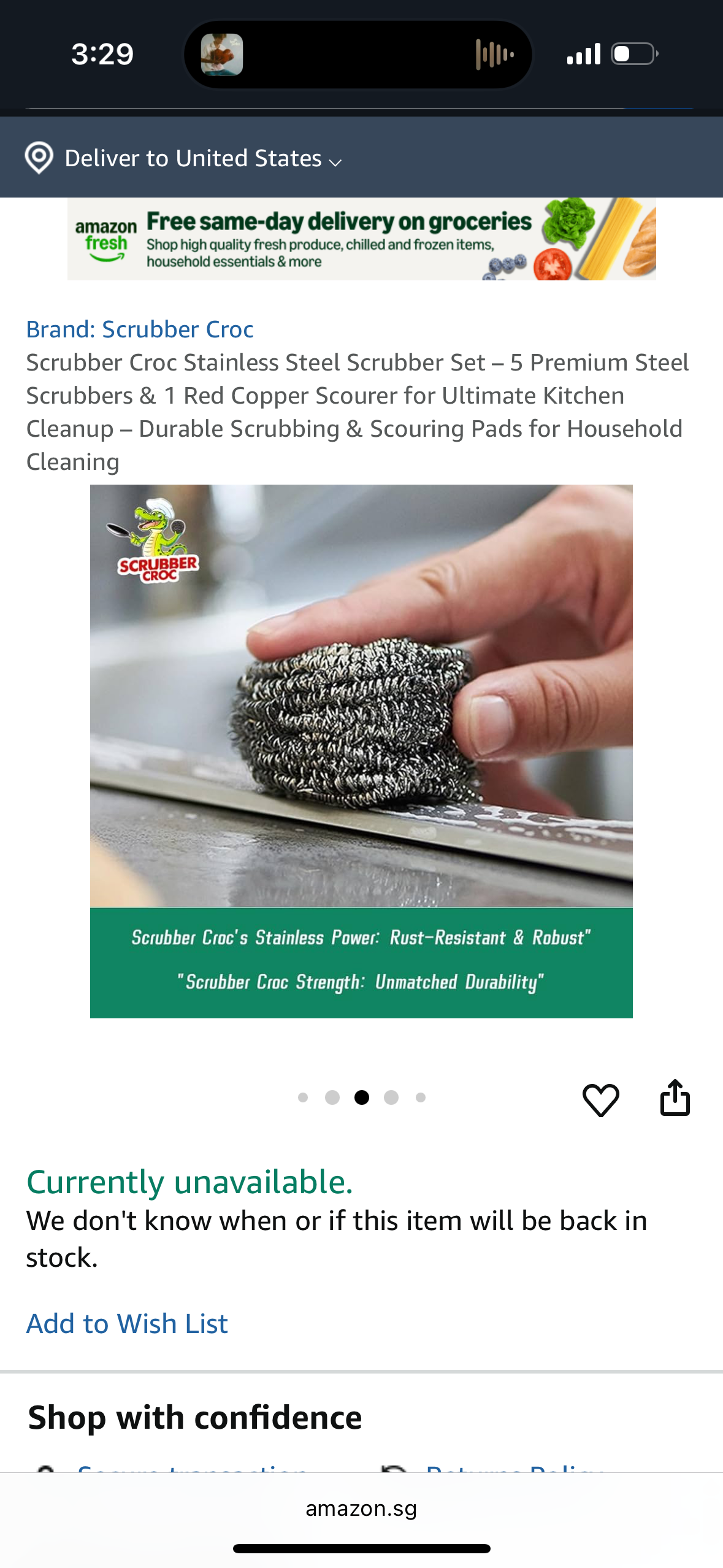 Scrubber Croc Stainless Steel Scrubber Set – 5 Premium Steel Scrubbers & 1 Red Copper Scourer for Ultimate Kitchen Cleanup – Durable Scrubbing & Scouring Pads for Household Cleaning