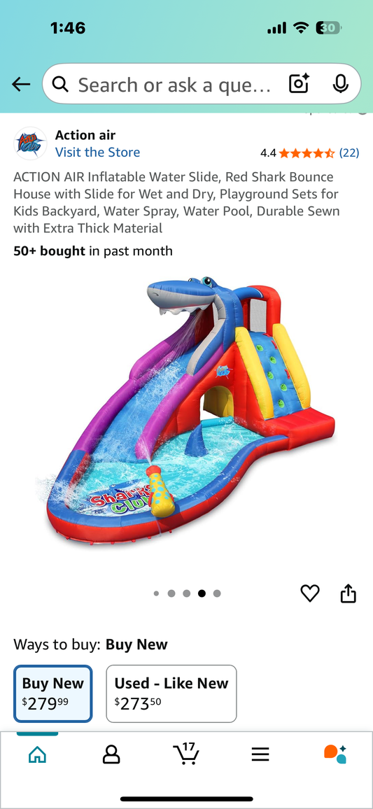 ACTION AIR Inflatable Water Slide, Shark Bounce House with Slide Wet and Dry, Playground Set, Water Spray, Water Pool, Durable Extra Thick Material (R619)