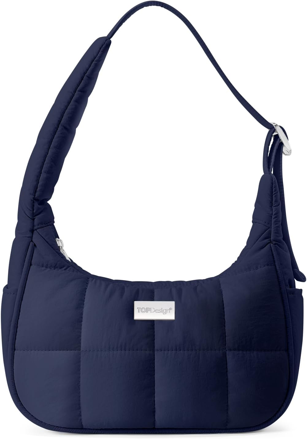 TOPDesign Quilted Puffer Shoulder Bag for Women, Trendy Lightweight, Navy Blue