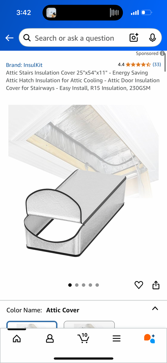 Attic Stairs Insulation Cover 25"x54"x11" - Energy Saving Attic Hatch Insulation for Attic Cooling - Attic Door Insulation Cover for Stairways - Easy Install, R15 Insulation, 230GSM