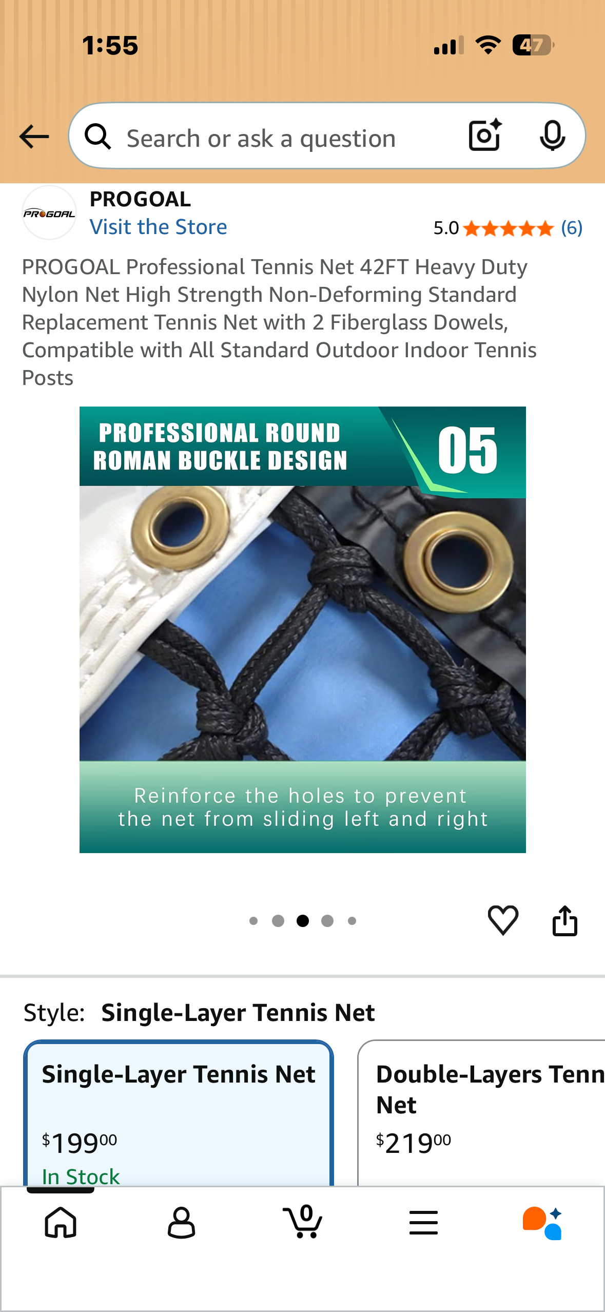 PROGOAL Professional Tennis Net, 42FT Heavy Duty Nylon Net, High Strength Non-Deforming Standard Replacement Tennis Net with 2 Fiberglass Dowels, Compatible with All Standard Outdoor/Indoor Tennis Posts (W667)