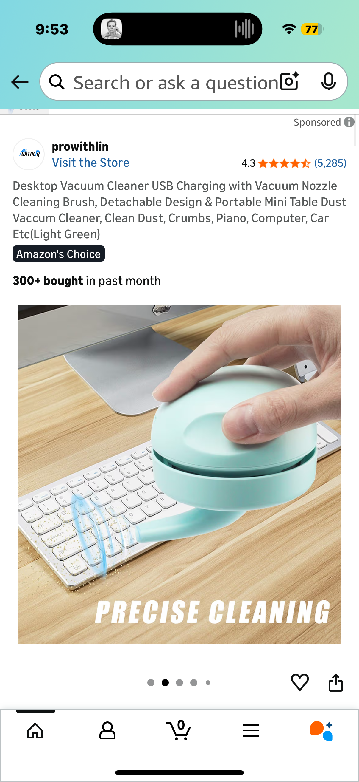 Desktop Vacuum Cleaner USB Charging with Vacuum Nozzle Cleaning Brush, Detachable Design & Portable Mini Table Dust Vaccum Cleaner, Clean Dust, Crumbs, Piano, Computer, Car Etc(Light Green