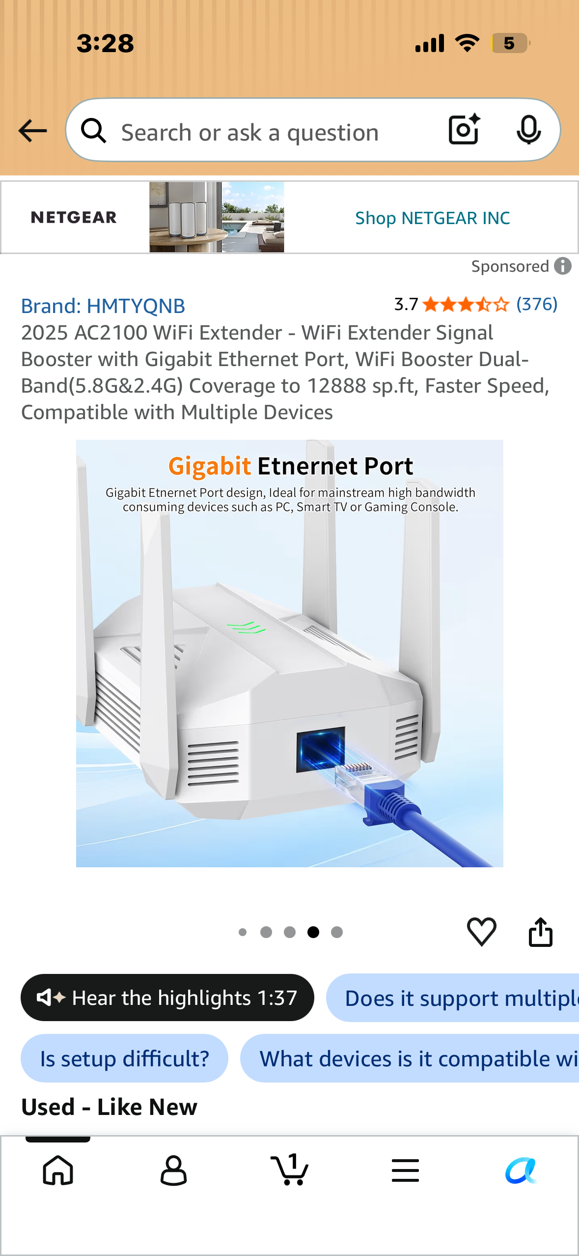 Dual-band wireless repeater model A26 with AC2100 technology, 2.4GHz frequency at 300Mbps, 5.8GHz frequency at 1800Mbps