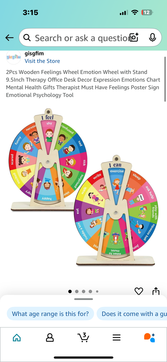 2Pcs Wooden Feelings Wheel Emotion Wheel with Stand 9.5Inch Therapy Office Desk Decor Expression Emotions Chart Mental Health Gifts Therapist Must Have Feelings Poster Sign Emotional Psychology Tool