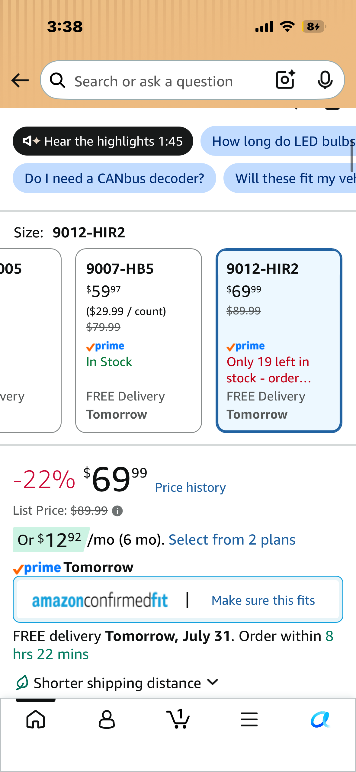 Termitor 9012/HIR2 Light Bulbs, 130,000LM 18X Ultra-Bright, 1:1 Mini Size 6500K Cool White, 90,000hrs+ Lifespan with Cooling Fan, Plug N Play, IP68, 9012 Halogen for Off-road, Pack of 2
