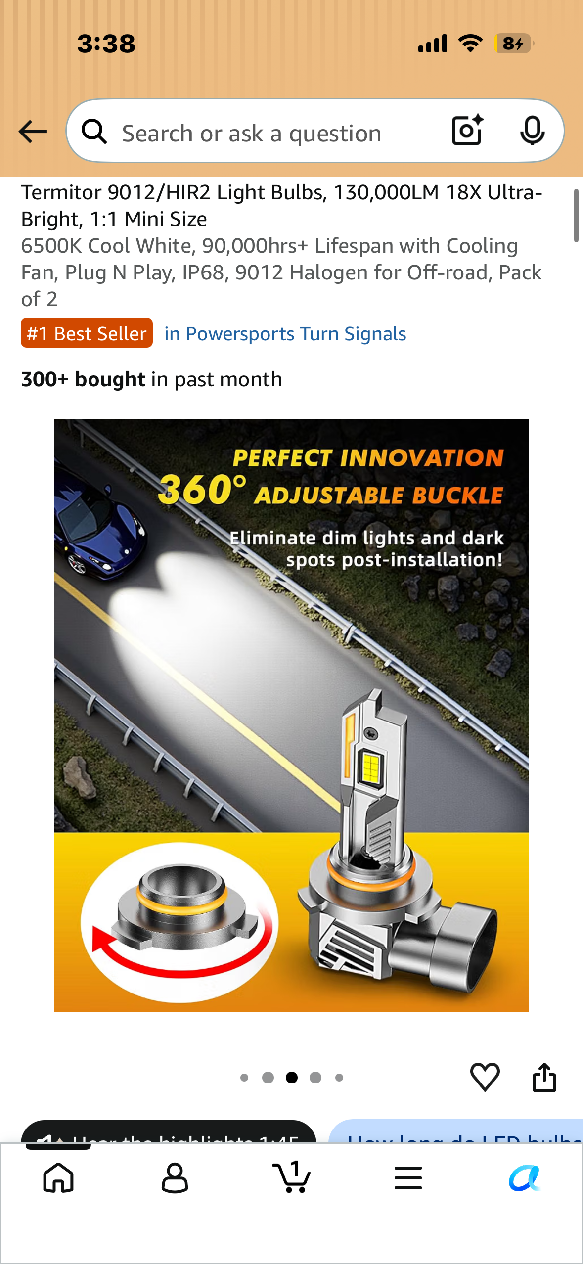 Termitor 9012/HIR2 Light Bulbs, 130,000LM 18X Ultra-Bright, 1:1 Mini Size 6500K Cool White, 90,000hrs+ Lifespan with Cooling Fan, Plug N Play, IP68, 9012 Halogen for Off-road, Pack of 2