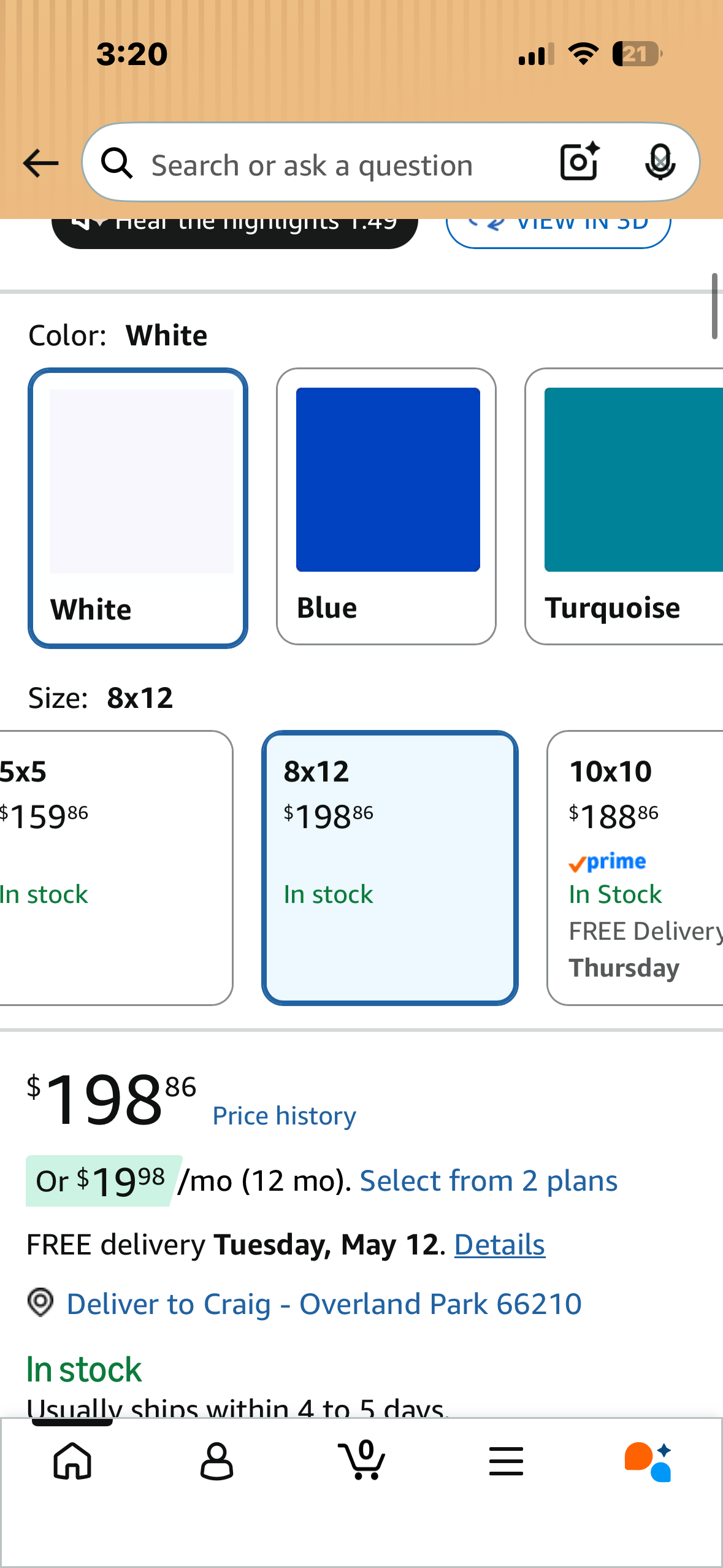 Eurmax USA 8x12ft Pop Up Canopy, Commercial Instant Tent for Outdoor Events, Patented No-Tip Rolling Storage Bag, Heavy Duty Portable Shelter,White (CP8)