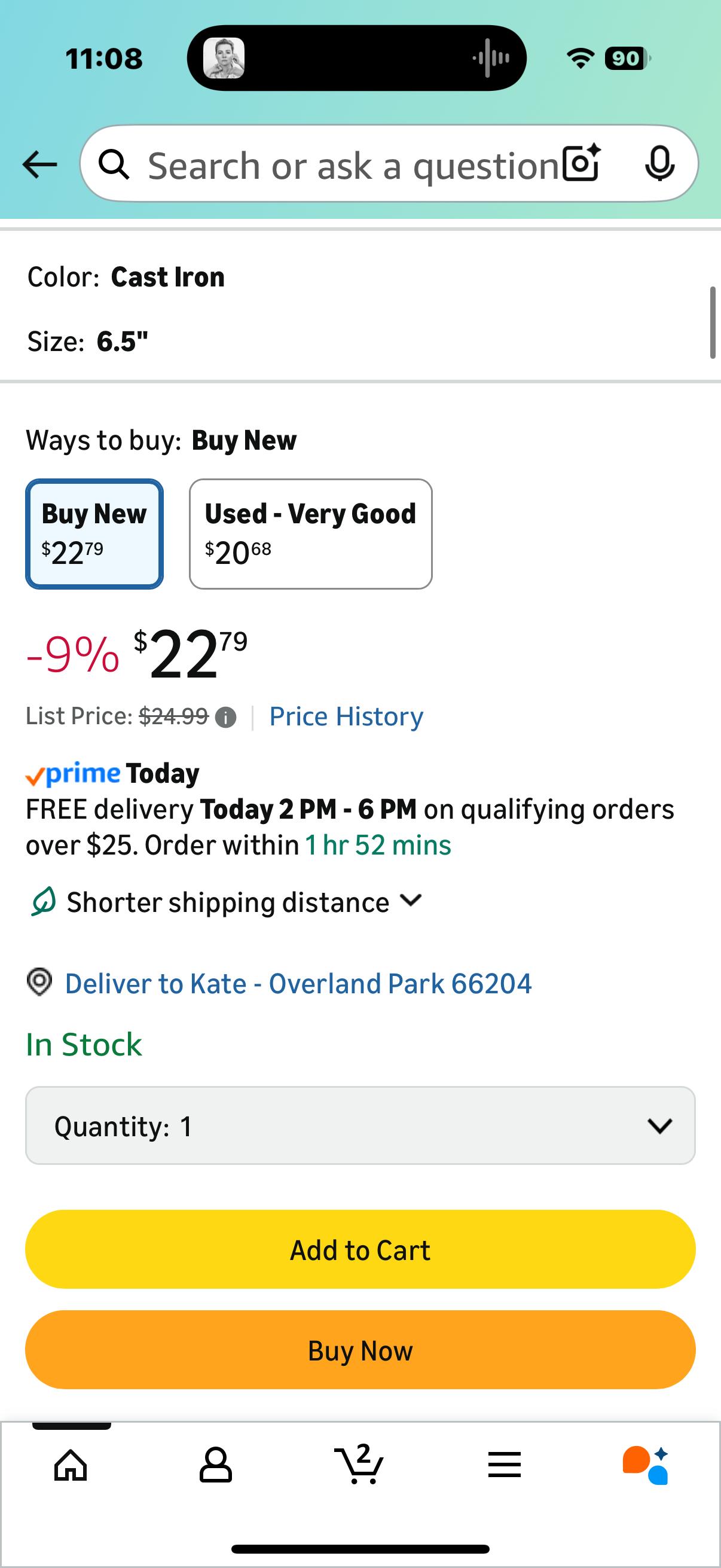 Cuisinart 6.5" Cast Iron Smashed Burger Press, Round Flat Edge Grill Press for Crispy Smash Burgers, Burger Tool for Grill and Griddle Accessories, for BBQs and Tailgates
