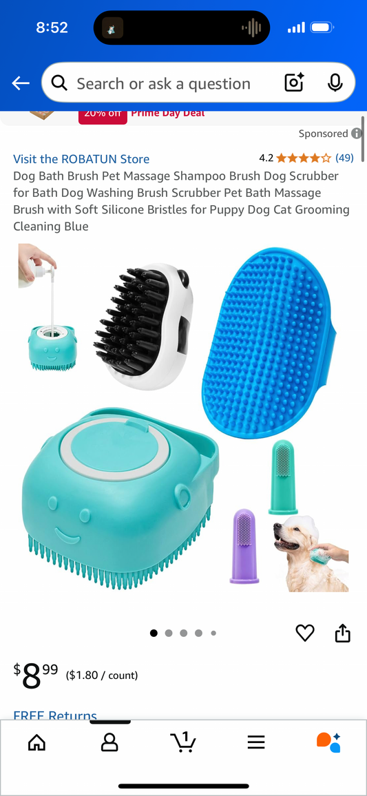Dog Bath Brush Pet Massage Shampoo Brush Dog Scrubber for Bath Dog Washing Brush Scrubber Pet Bath Massage Brush with Soft Silicone Bristles for Puppy Dog Cat Grooming Cleaning Blue