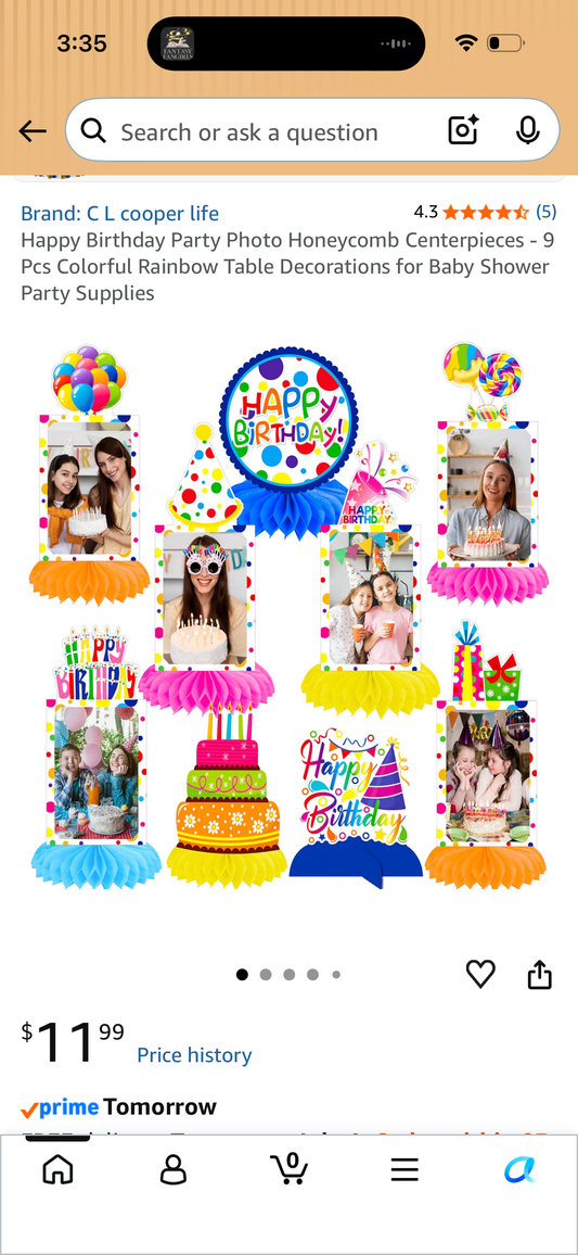 Happy Birthday Party Photo Honeycomb Centerpieces - 9 Pcs Colorful Rainbow Table Decorations for Baby Shower Party Supplies