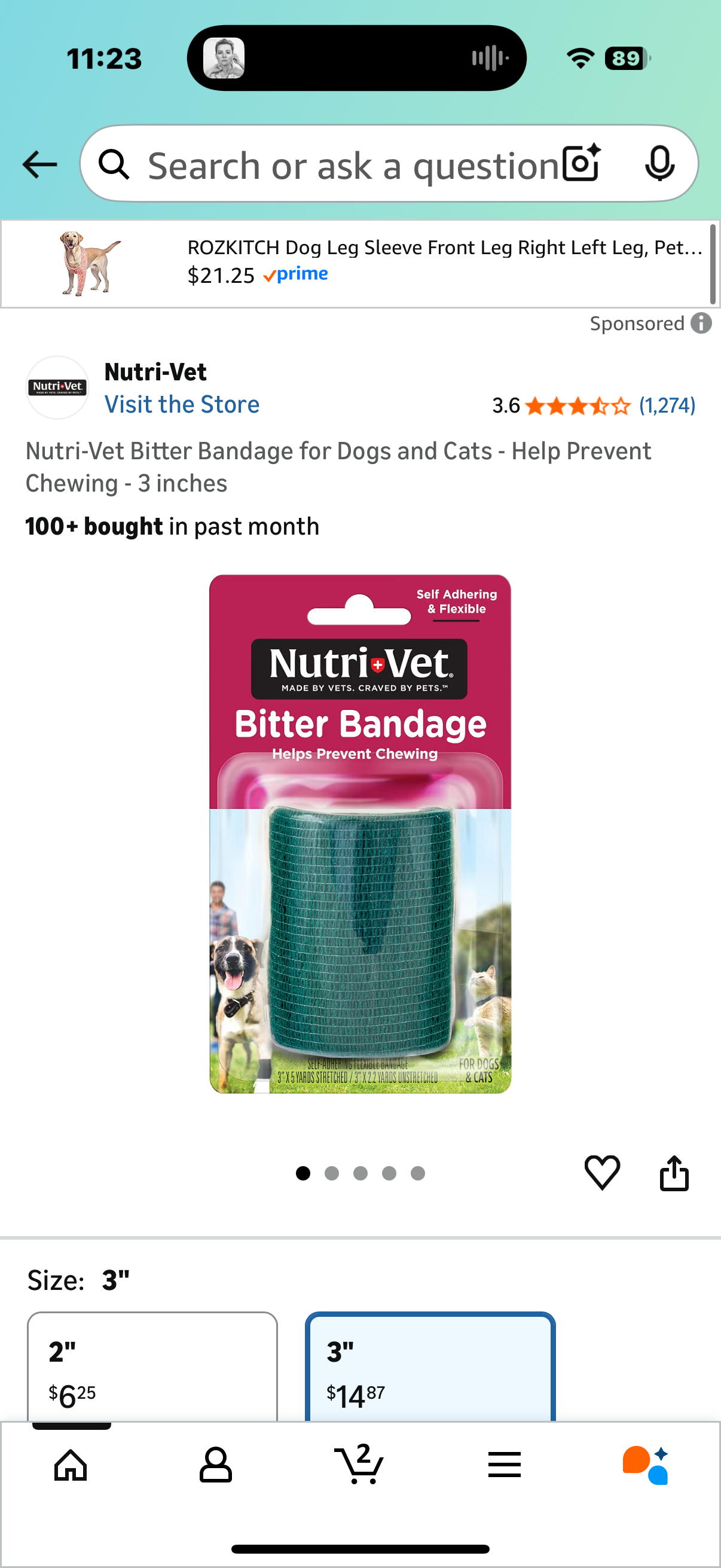 Nutri-Vet Bitter Bandage for Dogs and Cats - Help Prevent Chewing - 3 inches