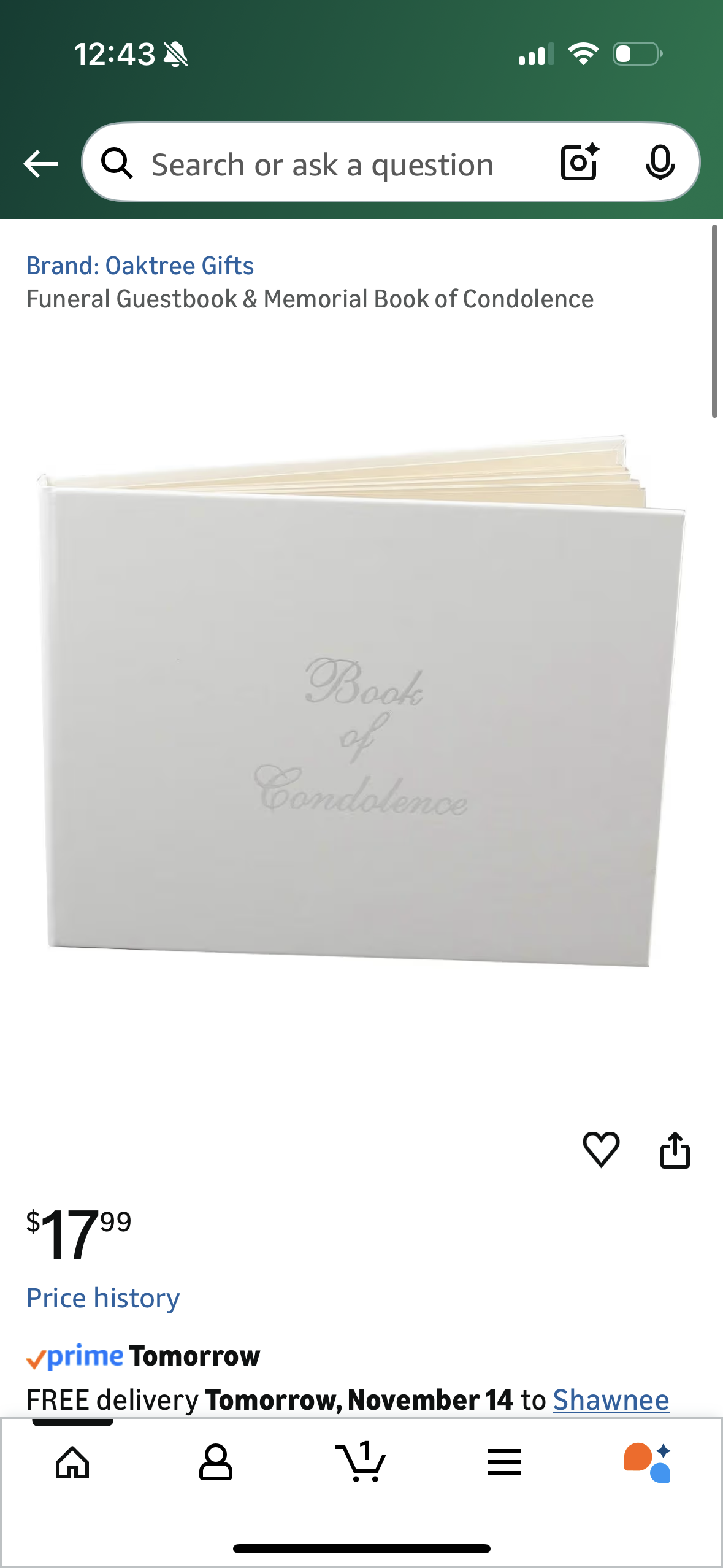 Funeral Guestbook & Memorial Book of Condolence