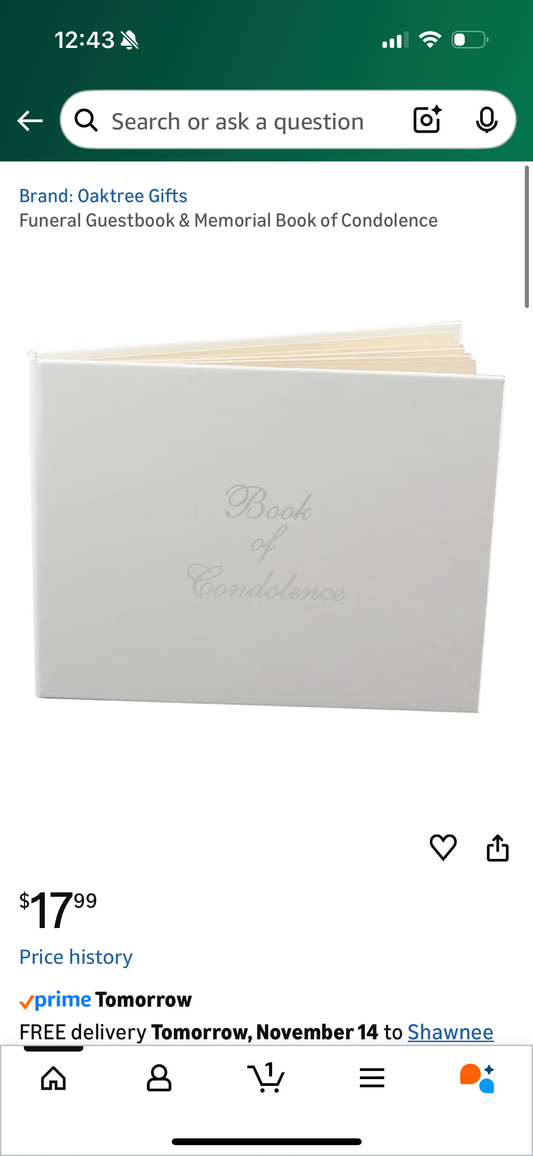 Funeral Guestbook & Memorial Book of Condolence