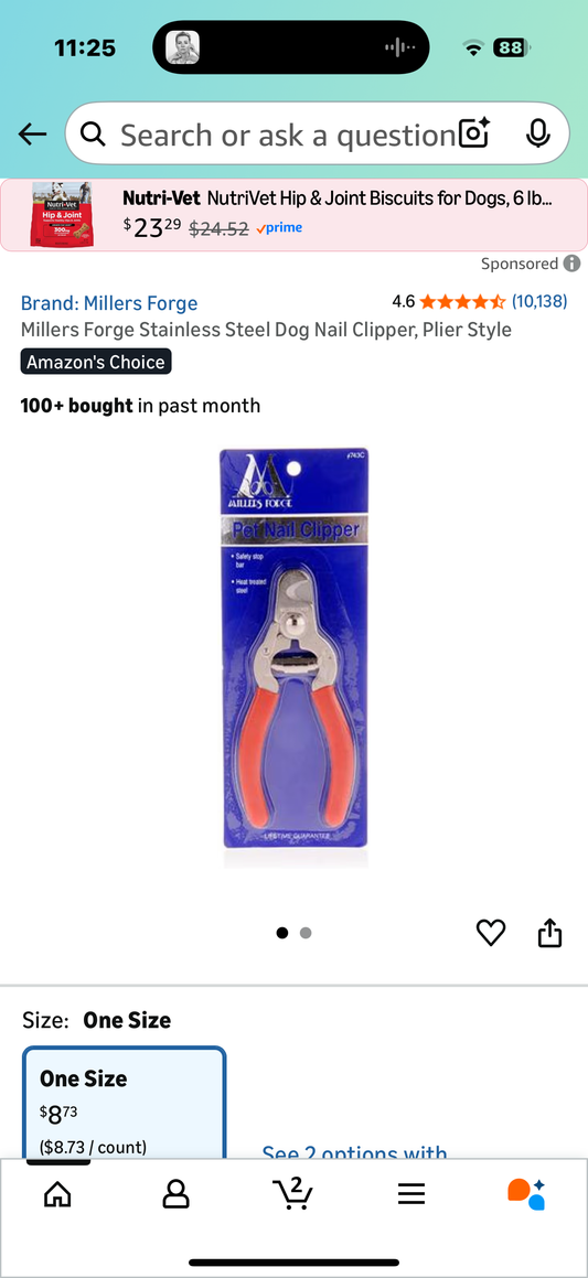 Millers Forge Stainless Steel Dog Nail Clipper, Plier Style