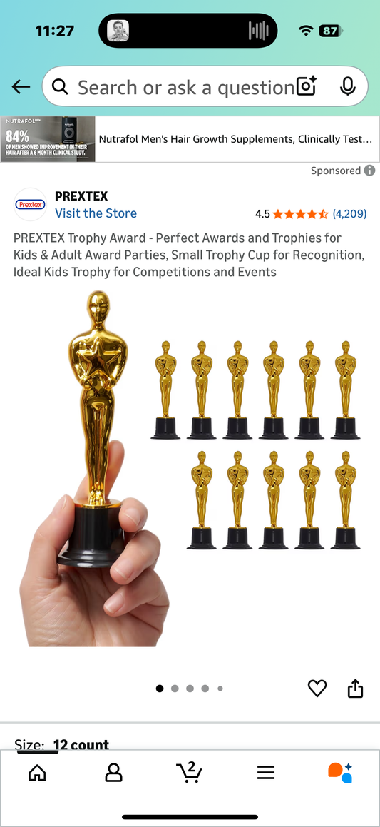 PREXTEX Trophy Award - Perfect Awards and Trophies for Kids & Adult Award Parties, Small Trophy Cup for Recognition, Ideal Kids Trophy for Competitions and Events
