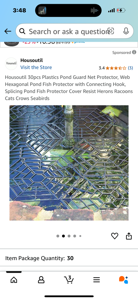 Housoutil 30pcs Plastics Pond Guard Net Protector, Web Hexagonal Pond Fish Protector with Connecting Hook, Splicing Pond Fish Protector Cover Resist Herons Racoons Cats Crows Seabirds