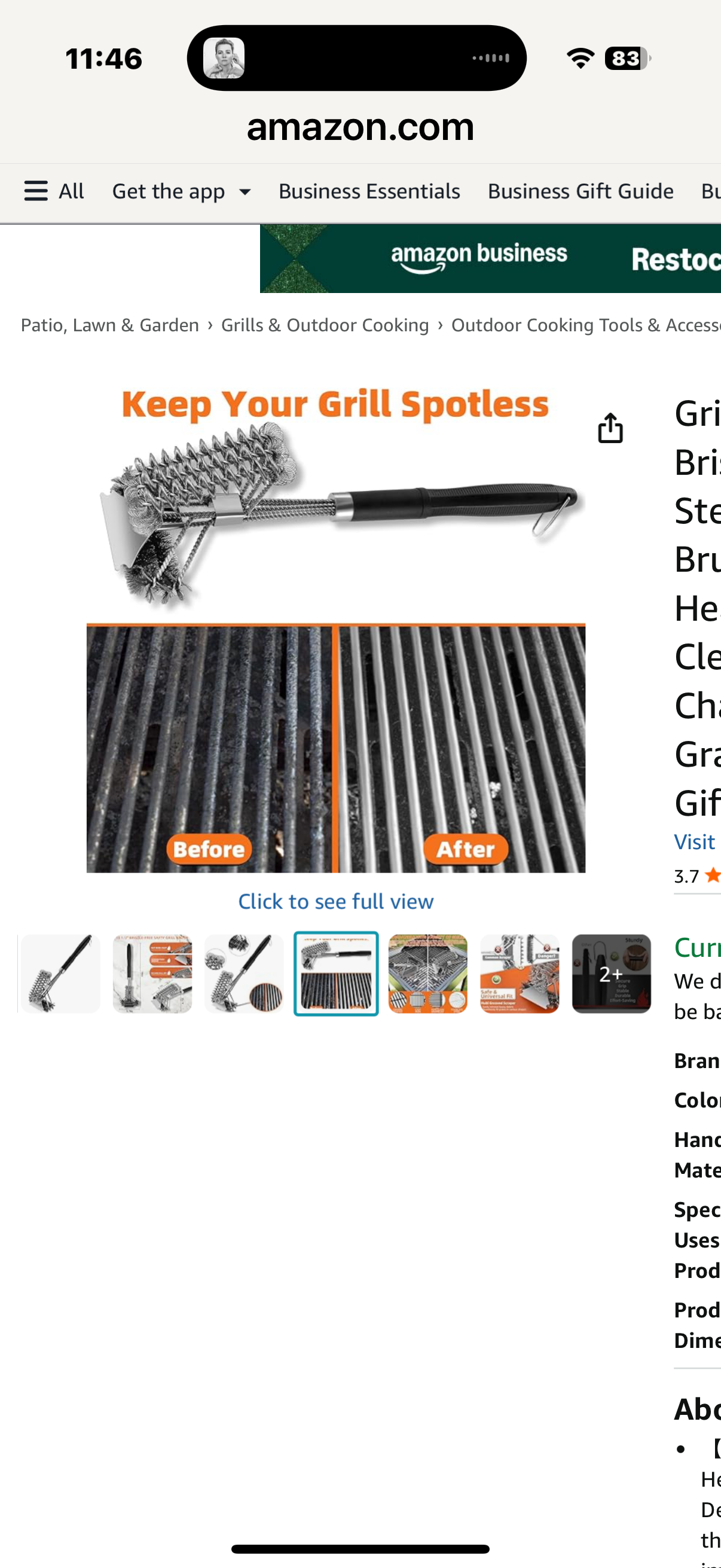 CANSHOW Grill Brush and Scraper - Bristle-Free Stainless Steel BBQ 19” Cleaning Brush with Extra-Wide Head, Wire Steam Cleaner for Gas, Charcoal and Porcelain Grates,BBQ Accessories Gifts for Men/Dad