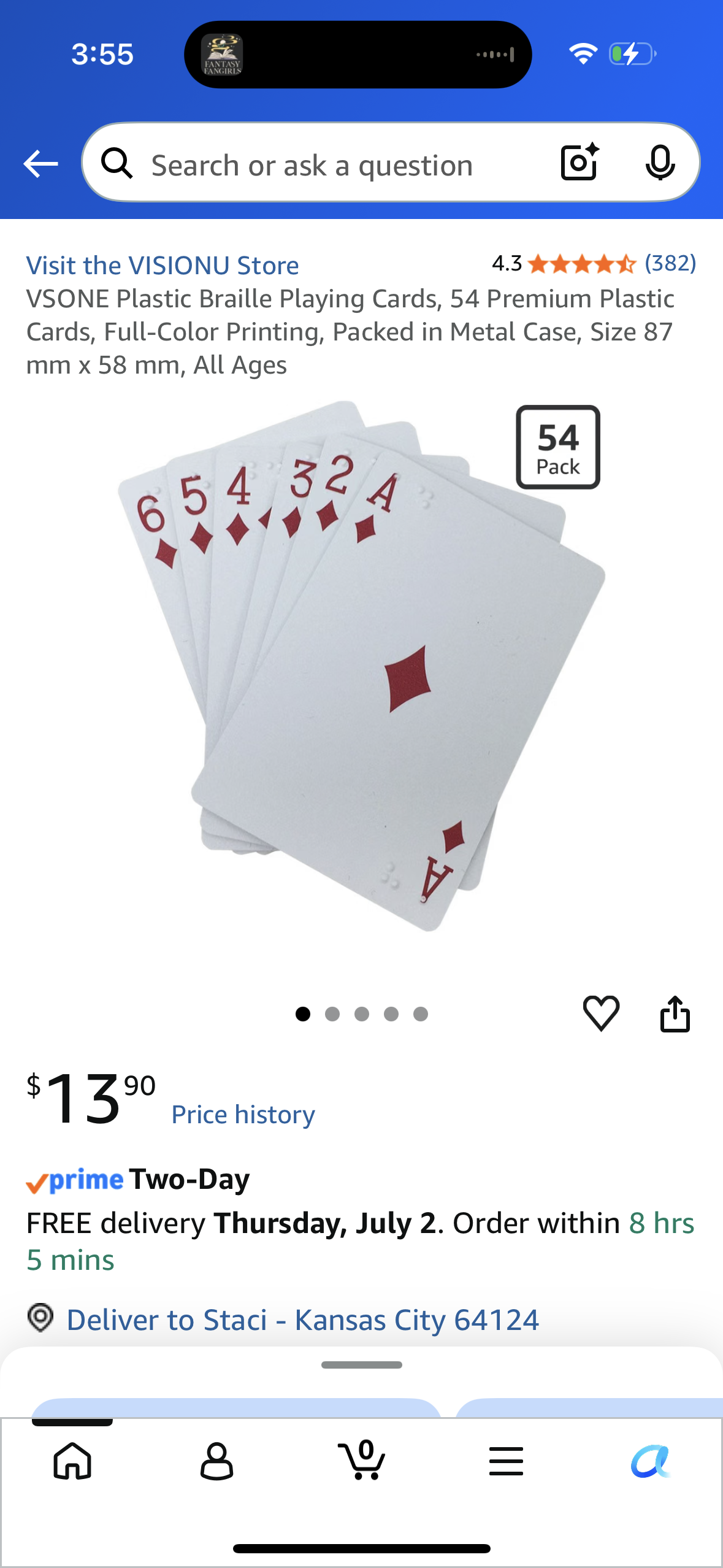 VSONE Plastic Braille Playing Cards, 54 Premium Plastic Cards, Full-Color Printing, Packed in Metal Case, Size 87 mm x 58 mm, All Ages