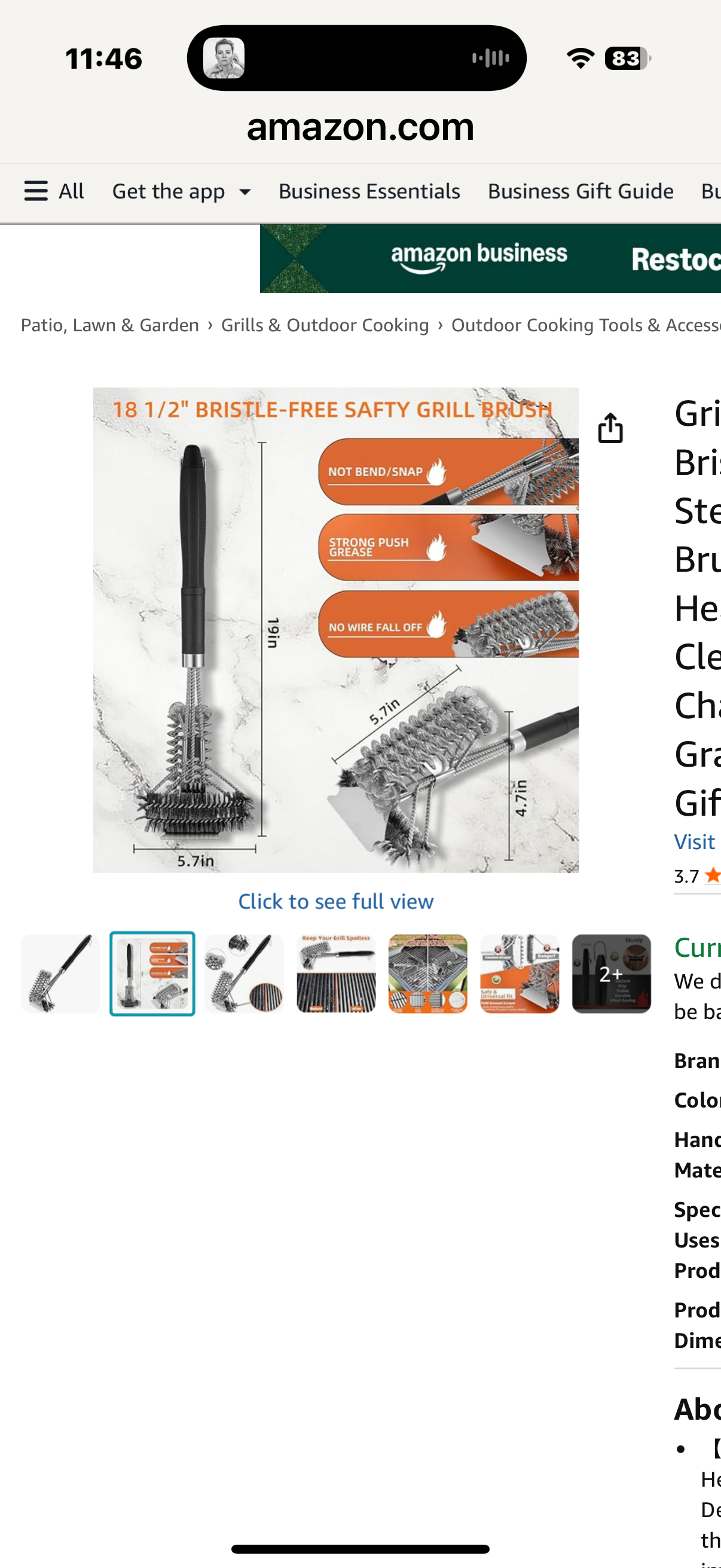 CANSHOW Grill Brush and Scraper - Bristle-Free Stainless Steel BBQ 19” Cleaning Brush with Extra-Wide Head, Wire Steam Cleaner for Gas, Charcoal and Porcelain Grates,BBQ Accessories Gifts for Men/Dad