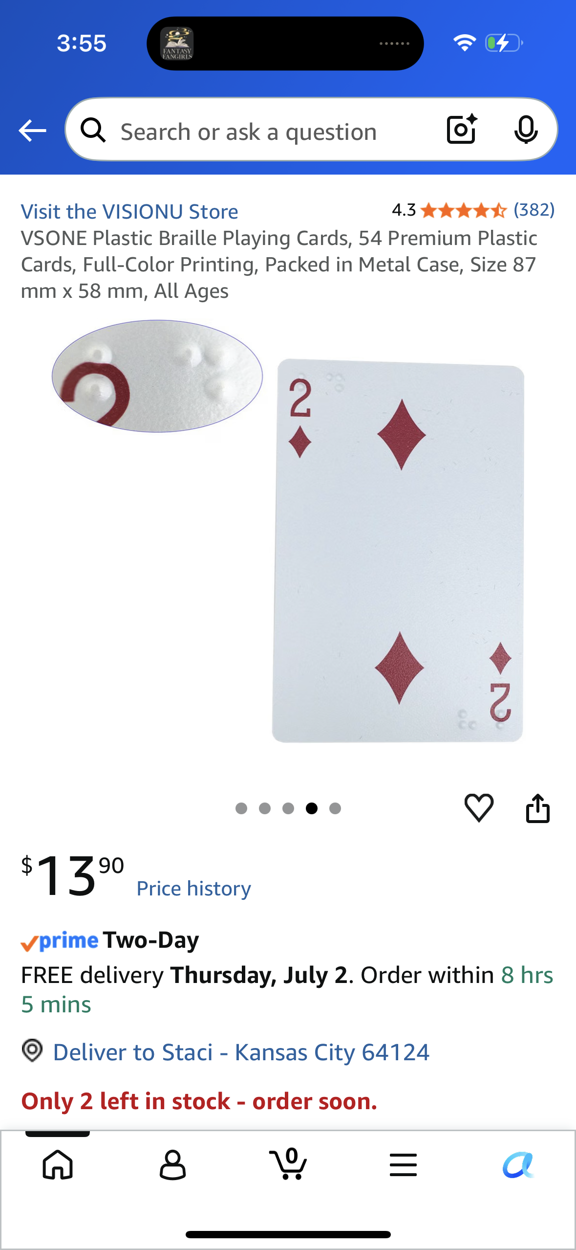 VSONE Plastic Braille Playing Cards, 54 Premium Plastic Cards, Full-Color Printing, Packed in Metal Case, Size 87 mm x 58 mm, All Ages