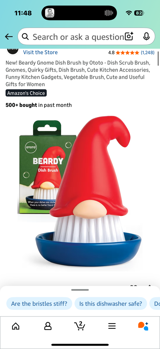 Beardy Gnome Dish Brush by Ototo - Dish Scrub Brush, Gnomes, Quirky Gifts, Dish Brush, Cute Kitchen Accessories, Funny Kitchen Gadgets, Vegetable Brush, Cute and Useful Gifts for Women