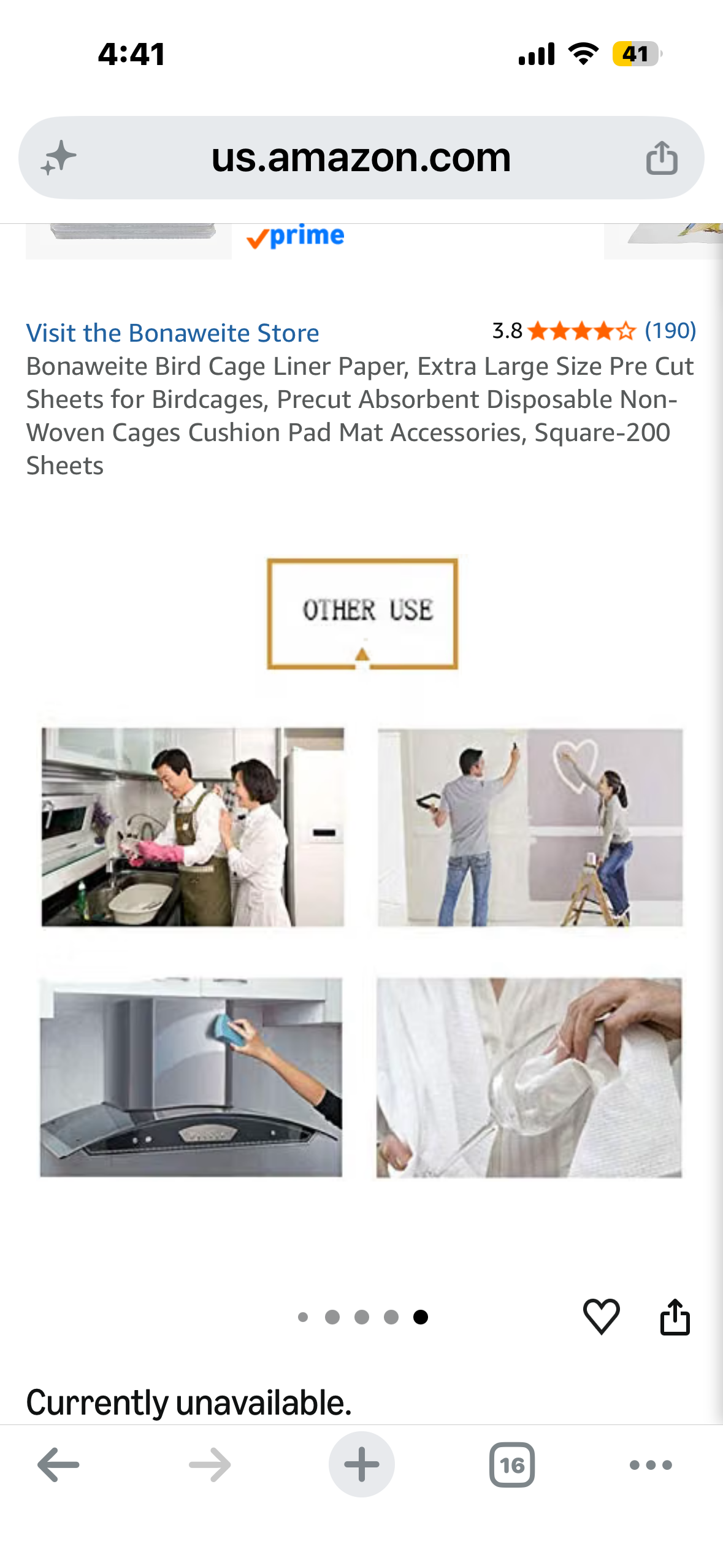 Bonaweite Bird Cage Liner Paper, Extra Large Size Pre Cut Sheets for Birdcages, Precut Absorbent Disposable Non-Woven Cages Cushion Pad Mat Accessories, Square-200 Sheets