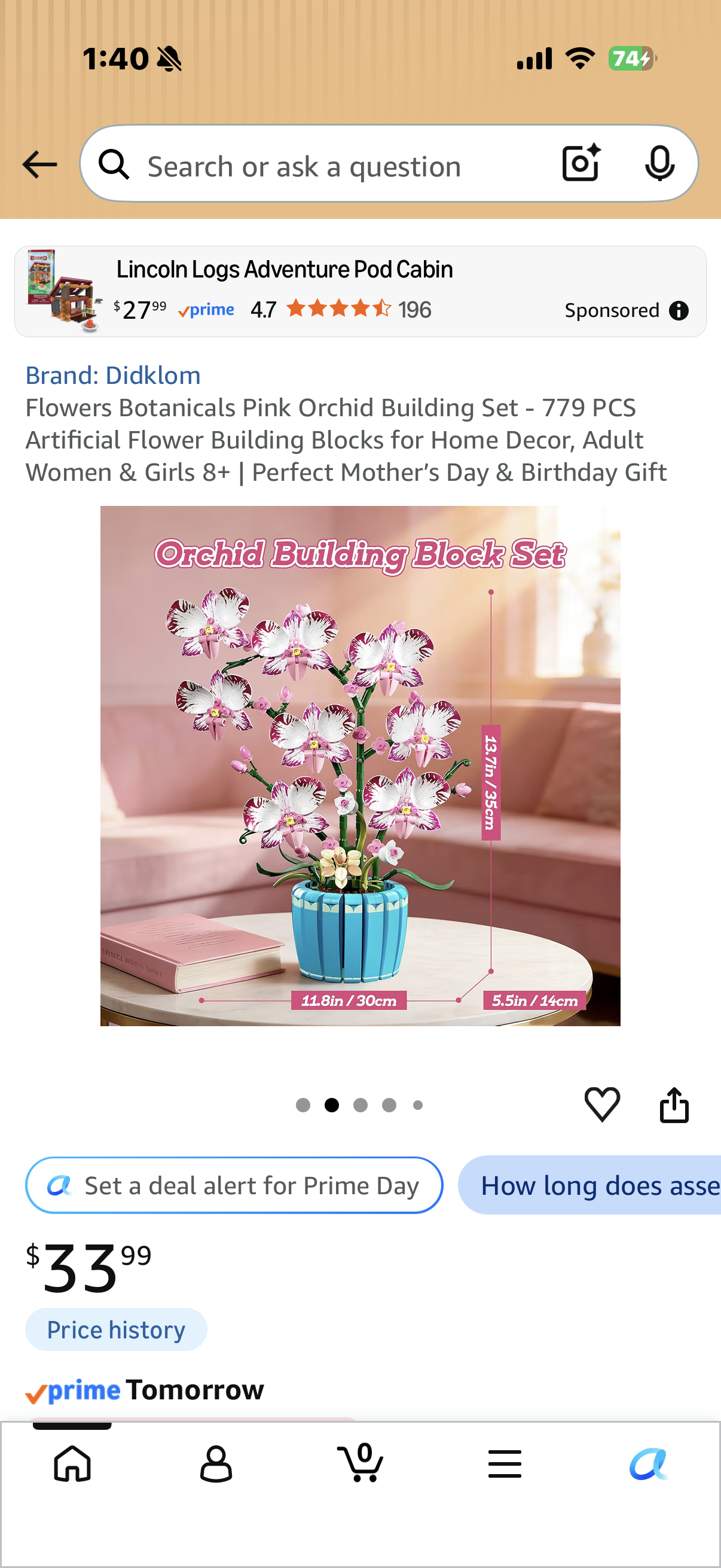 Flowers Botanicals Pink Orchid Building Set - 779 PCS Artificial Flower Building Blocks for Home Decor, Adult Women & Girls 8+ | Perfect Mother’s Day & Birthday Gift