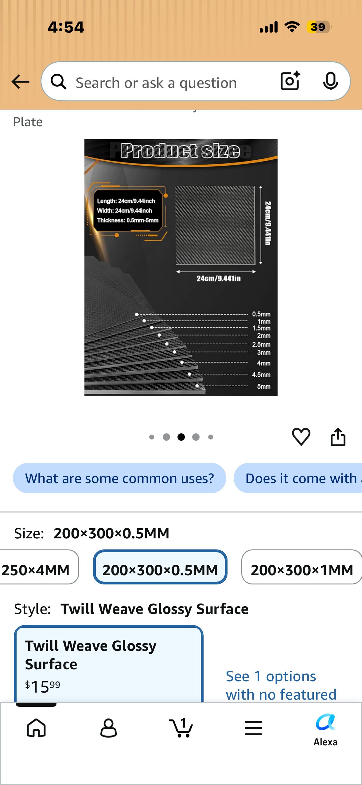 2.5mm 200x300mm 100% Carbon Fiber Sheet Laminate Plate Panel Board 3K Twill Matte Finish