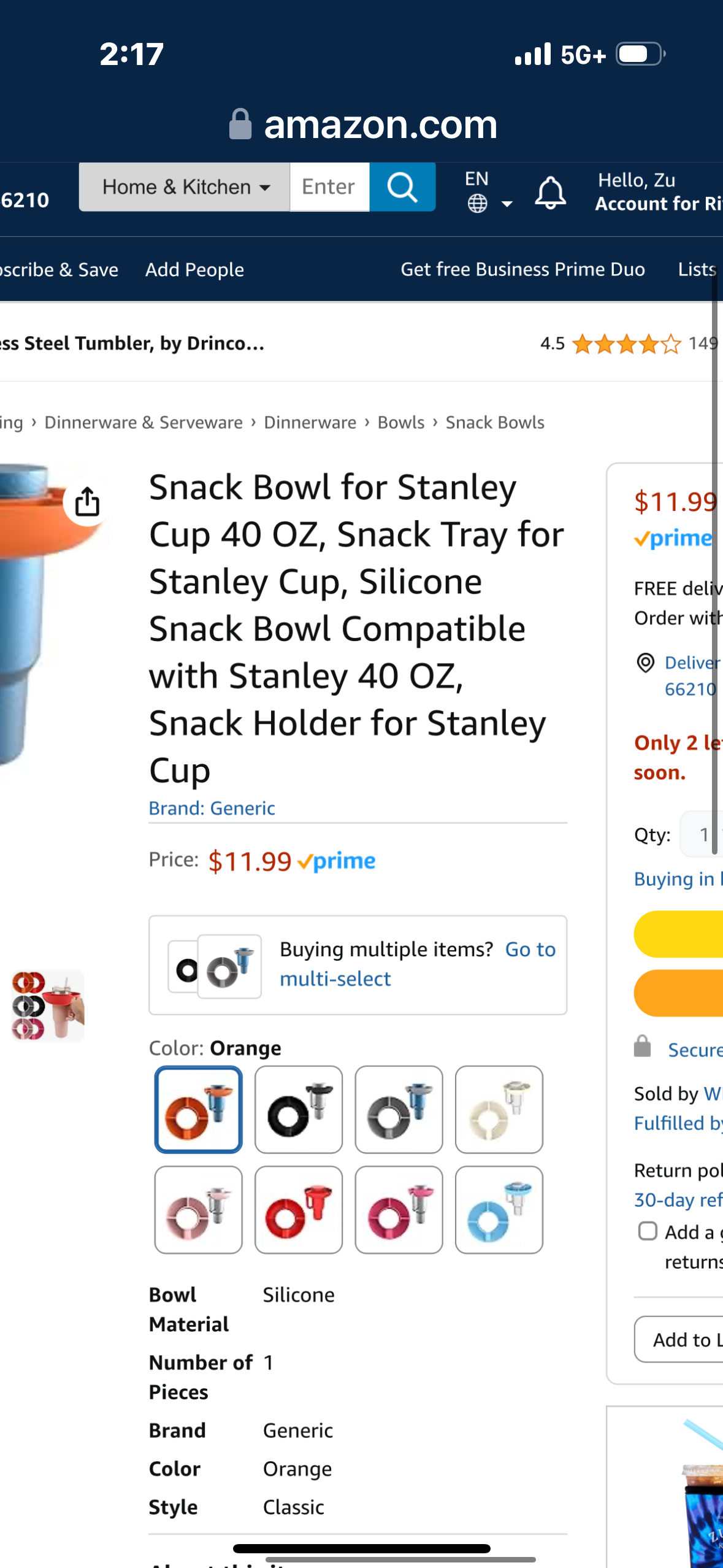 Soowllar Stanley Cup 40 oz Snack Bowl - Silicone Snack Bowl for Stanley Cup 40 oz Tumbler with Handle - Compatible with Stanley Cup 40 oz Insulated Snack Tray with Handle (Orange-02)