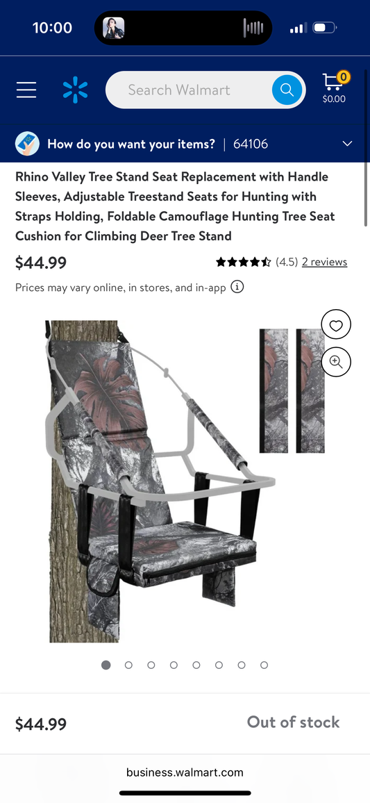 Rhino Valley Tree Stand Seat Replacement with Handle Sleeves, Adjustable Treestand Seats for Hunting with Straps Holding, Foldable Camouflage Hunting Tree Seat Cushion for Climbing Deer Tree Stand