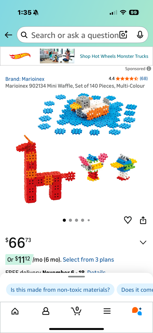 Marioinex 902134 Mini Waffle, Set of 140 Pieces, Multi-Colour