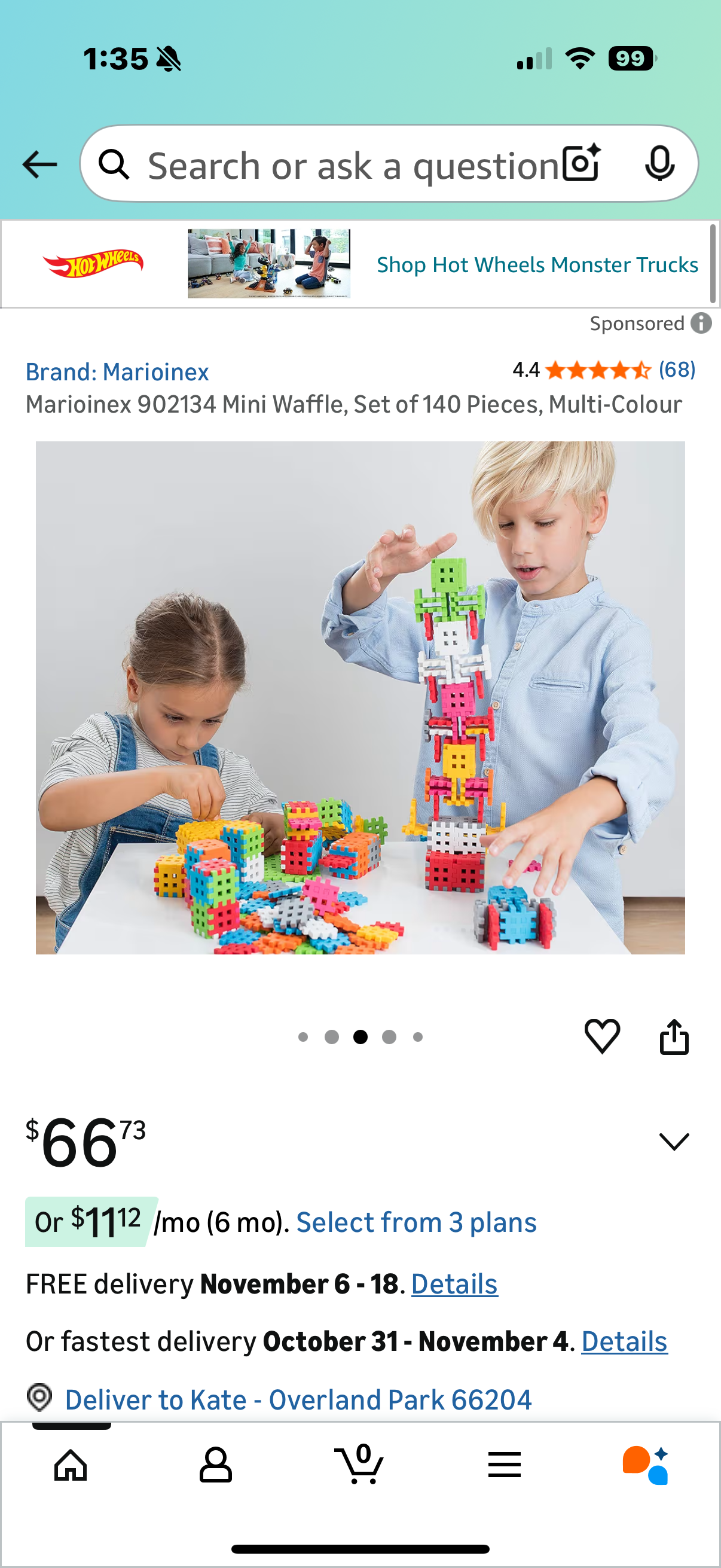 Marioinex 902134 Mini Waffle, Set of 140 Pieces, Multi-Colour