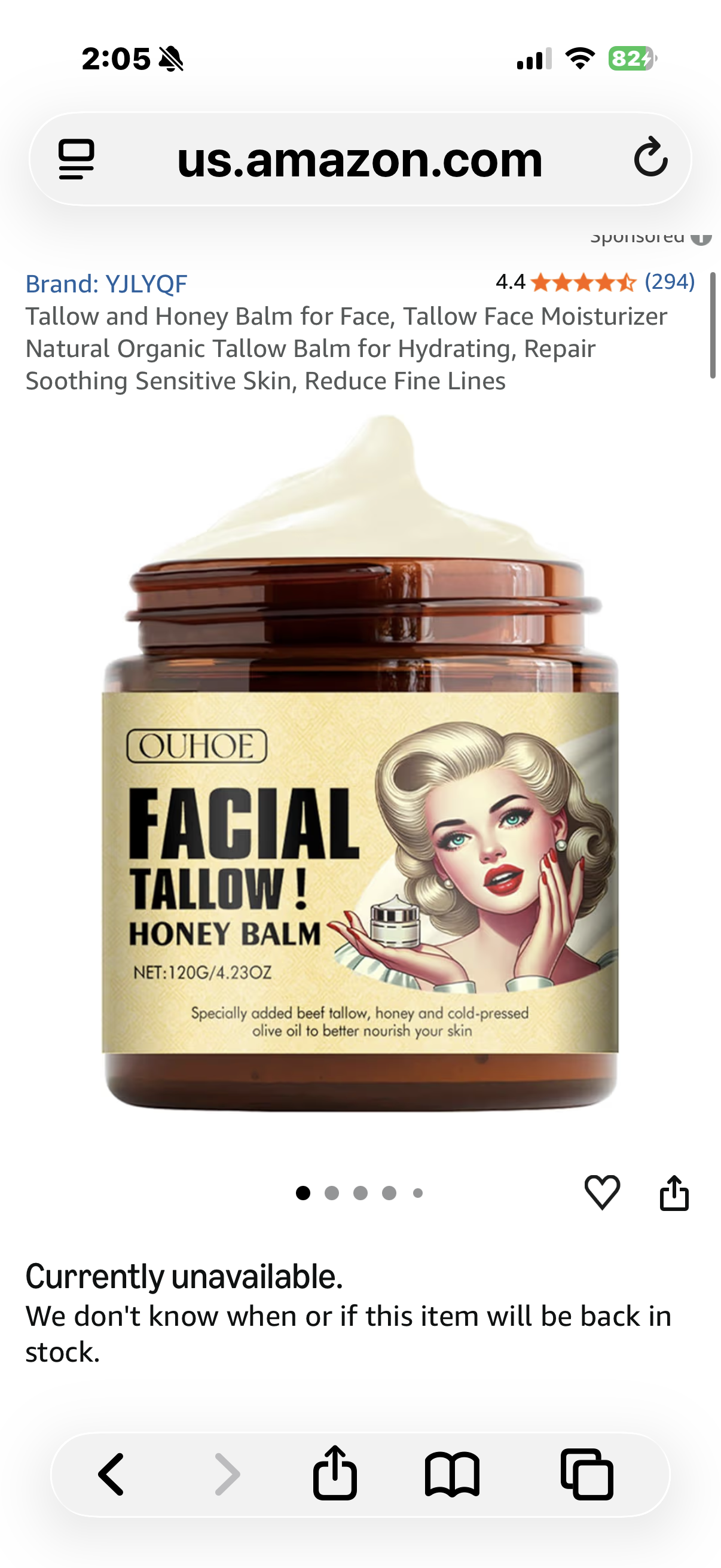Tallow and Honey Balm for Face, Tallow Face Moisturizer Natural Organic Tallow Balm for Hydrating, Repair Soothing Sensitive Skin, Reduce Fine Lines