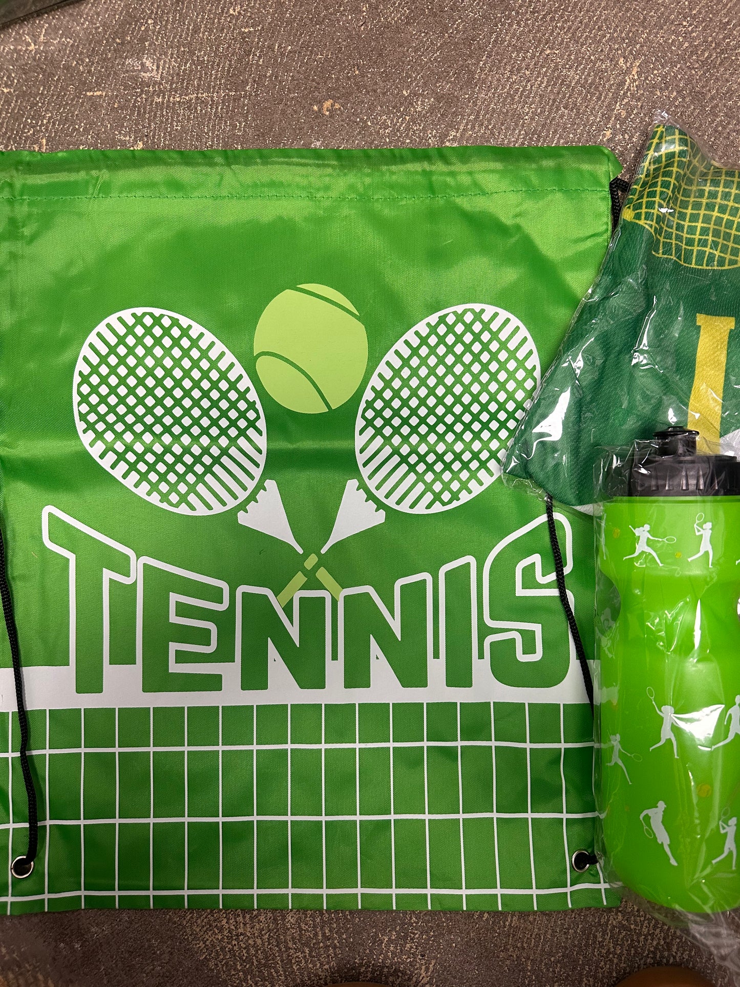 Tennis Bundle includes  Microfiber Cooling Towel, 25 oz Tennis Squeeze Water Bottle Bulk and Sports Drawstring Bag for Sports Game Team Gym Coach Women Men Gifts
