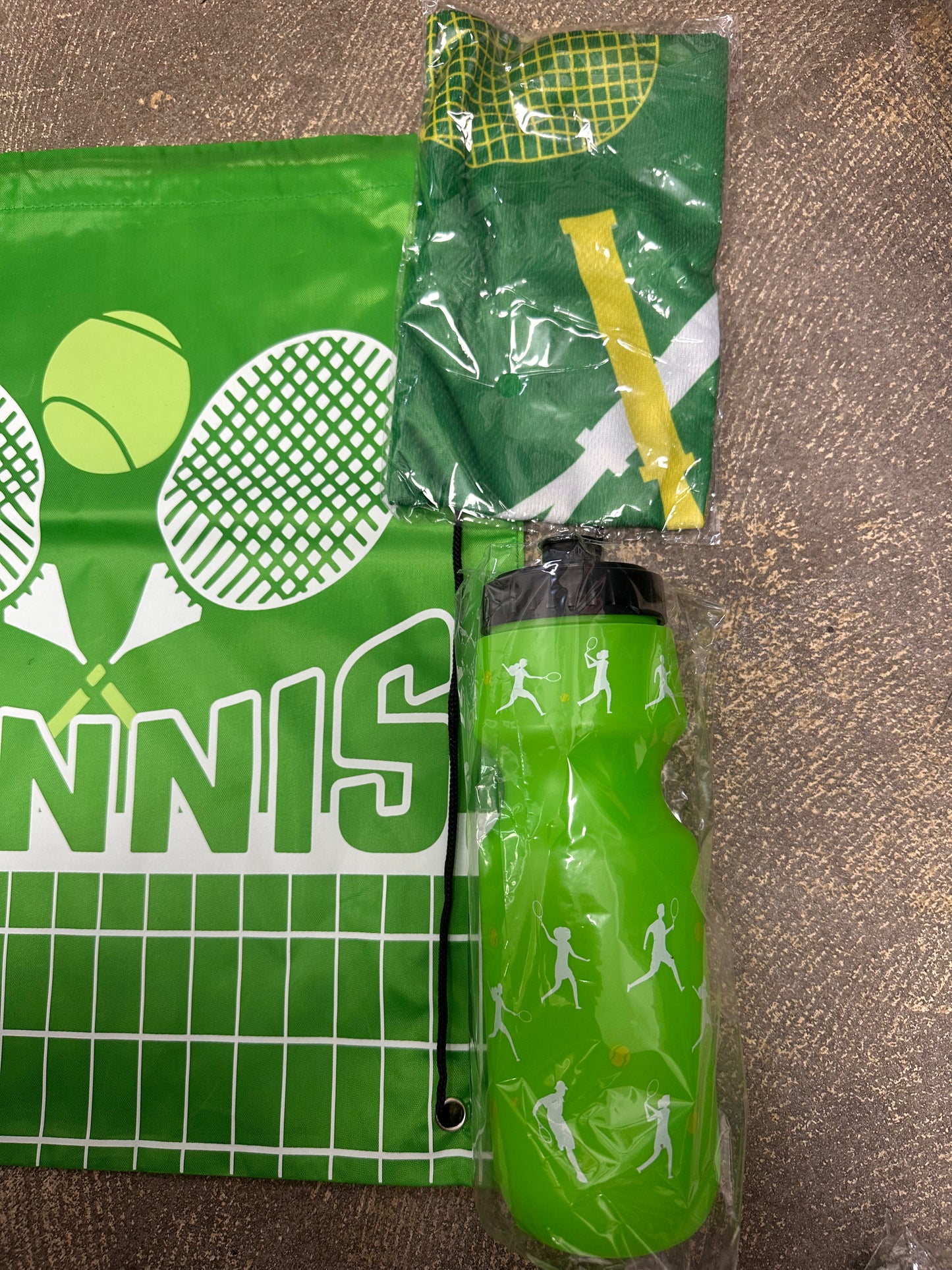 Tennis Bundle includes  Microfiber Cooling Towel, 25 oz Tennis Squeeze Water Bottle Bulk and Sports Drawstring Bag for Sports Game Team Gym Coach Women Men Gifts