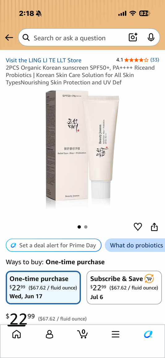 2PCS Organic Korean sunscreen SPF50+, PA++++ Riceand Probiotics | Korean Skin Care Solution for All Skin TypesNourishing Skin Protection and UV Def