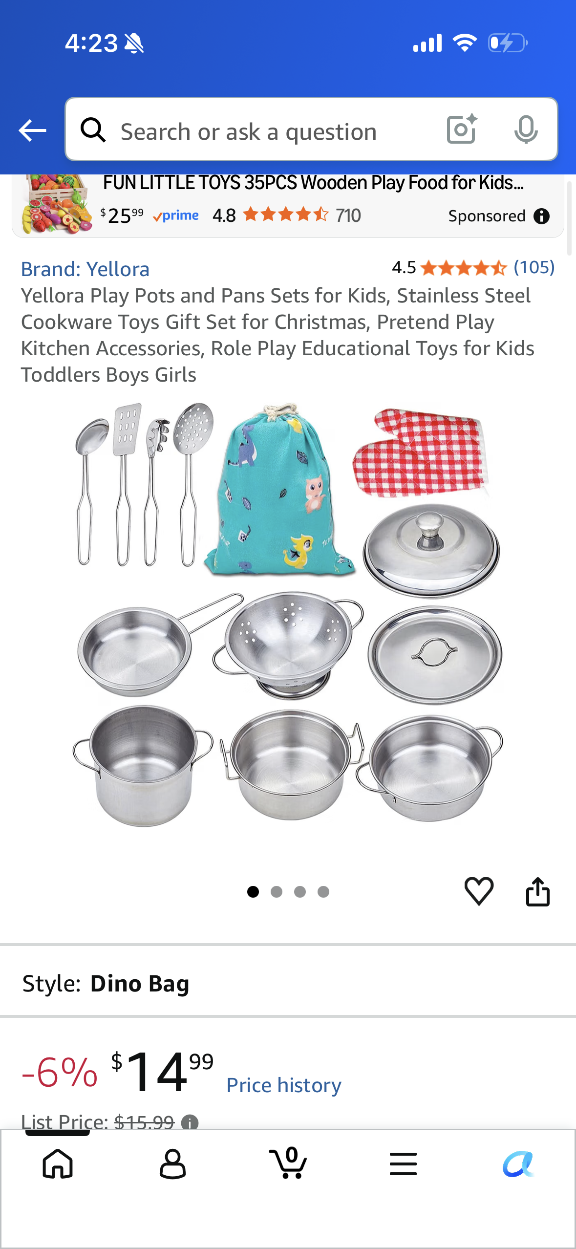 Yellora Play Pots and Pans Sets for Kids, Stainless Steel Cookware Toys Gift Set for Christmas, Pretend Play Kitchen Accessories, Role Play Educational Toys for Kids Toddlers Boys Girls
