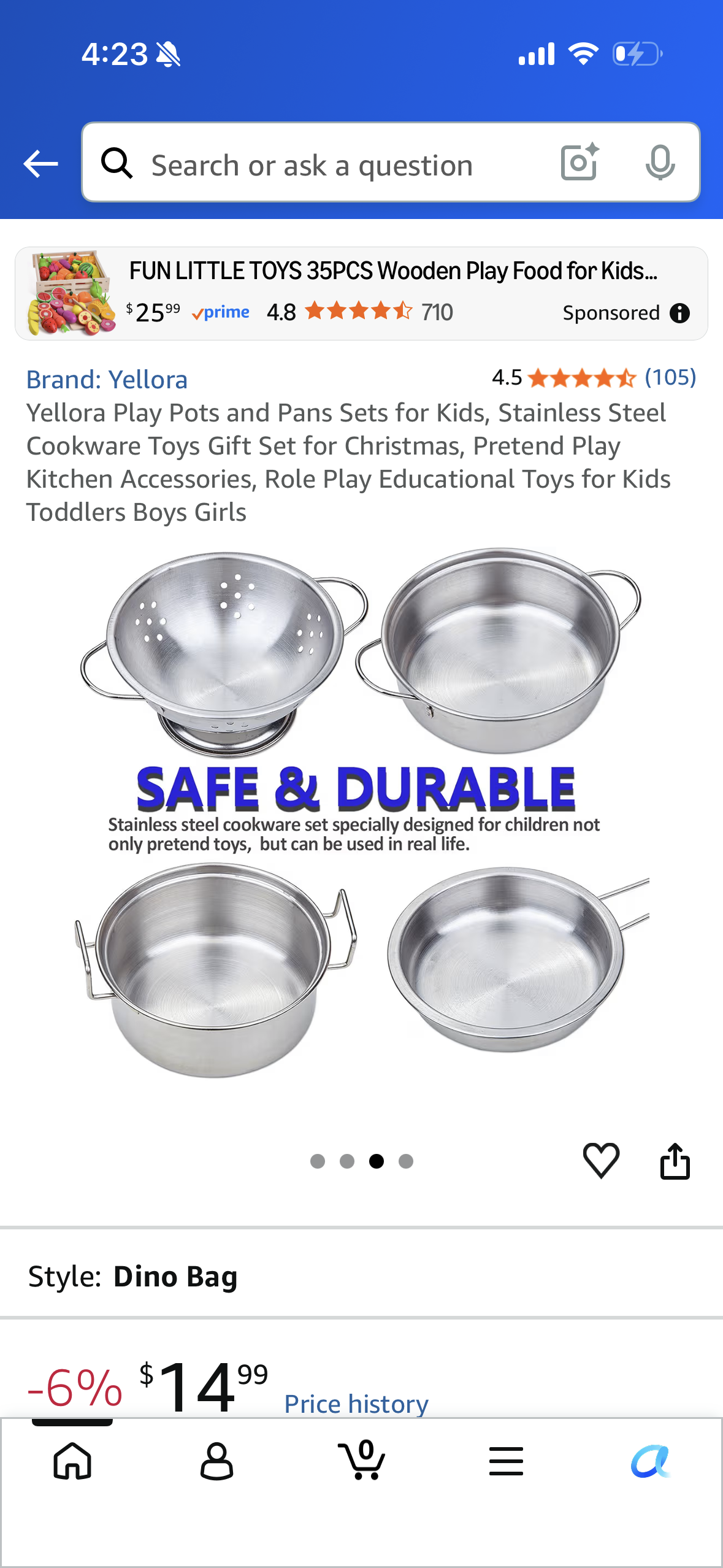 Yellora Play Pots and Pans Sets for Kids, Stainless Steel Cookware Toys Gift Set for Christmas, Pretend Play Kitchen Accessories, Role Play Educational Toys for Kids Toddlers Boys Girls