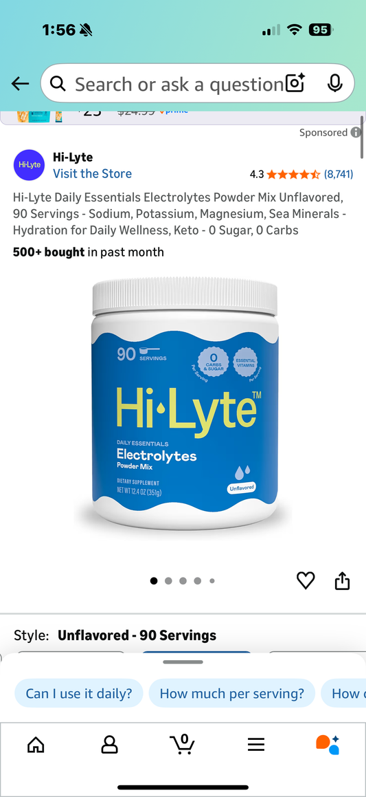 Hi-Lyte Daily Essentials Electrolytes Powder Mix Unflavored, 90 Servings - Sodium, Potassium, Magnesium, Sea Minerals - Hydration for Daily Wellness, Keto - 0 Sugar, 0 Carbs