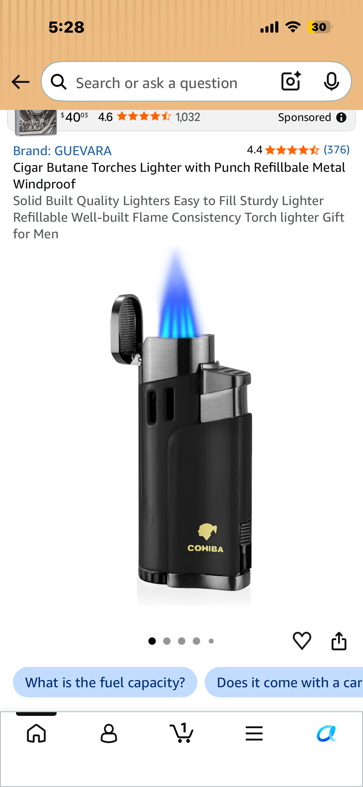 COHIBA 4-jet Premium Butane Torch Lighter