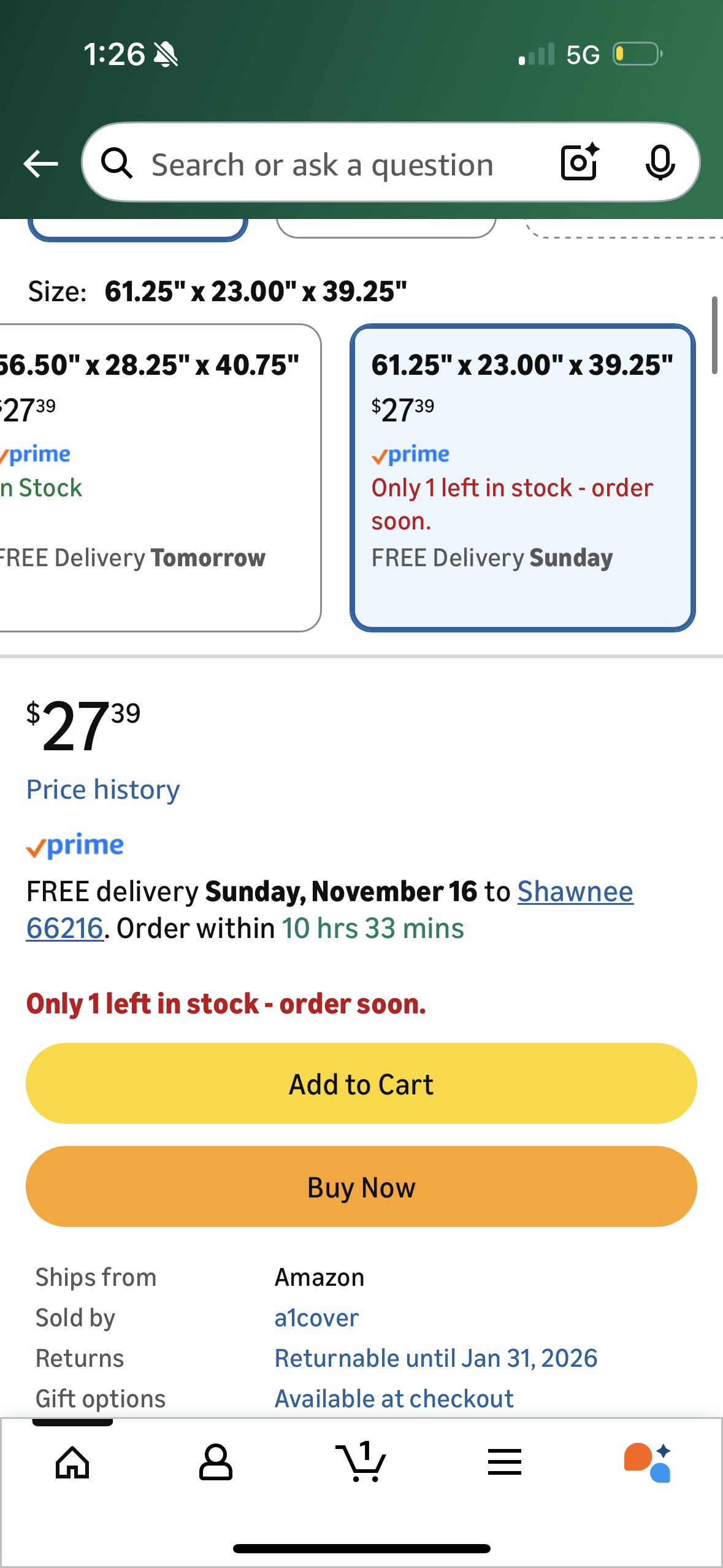 Expert Grill Pellet & Gas Combo Cover Grill Cover, 61" Light Gray