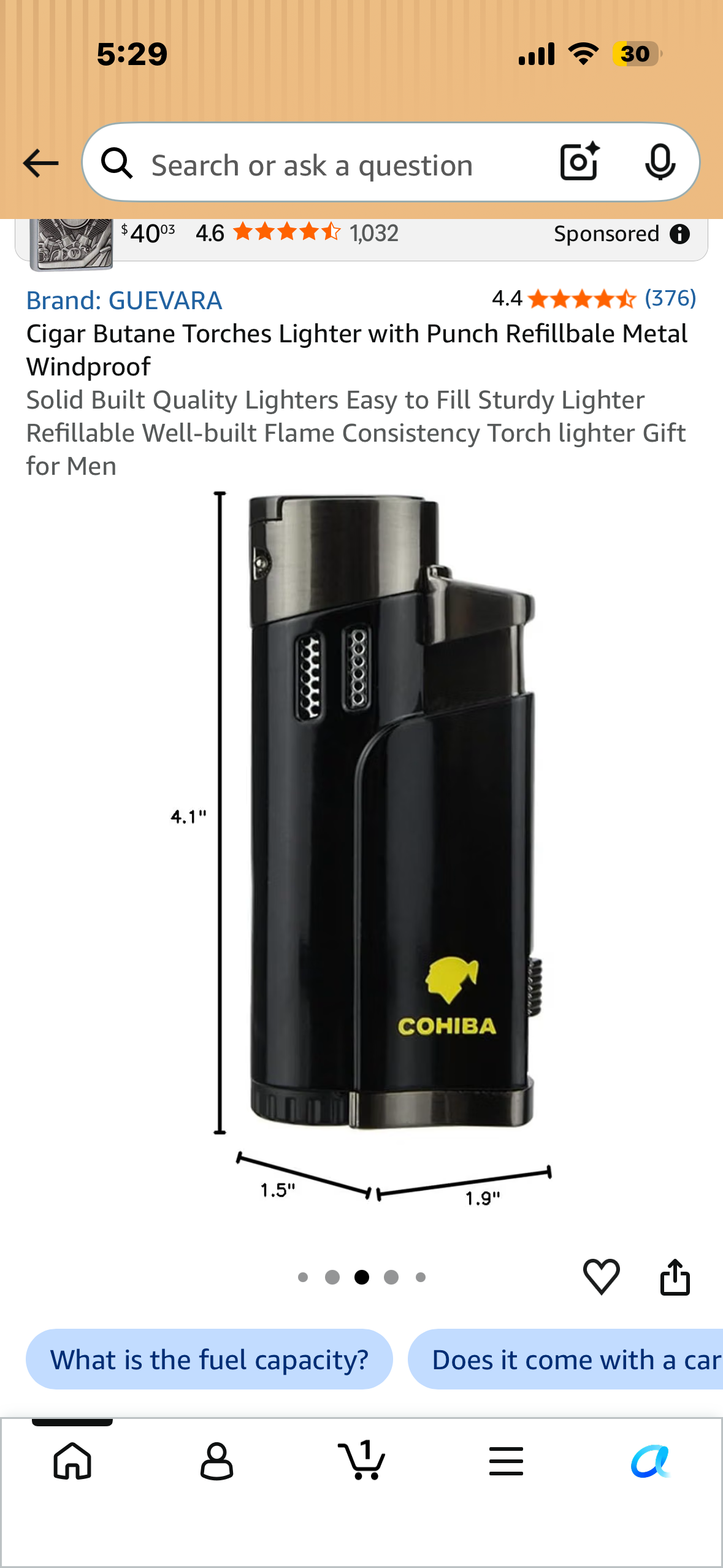 COHIBA 4-jet Premium Butane Torch Lighter