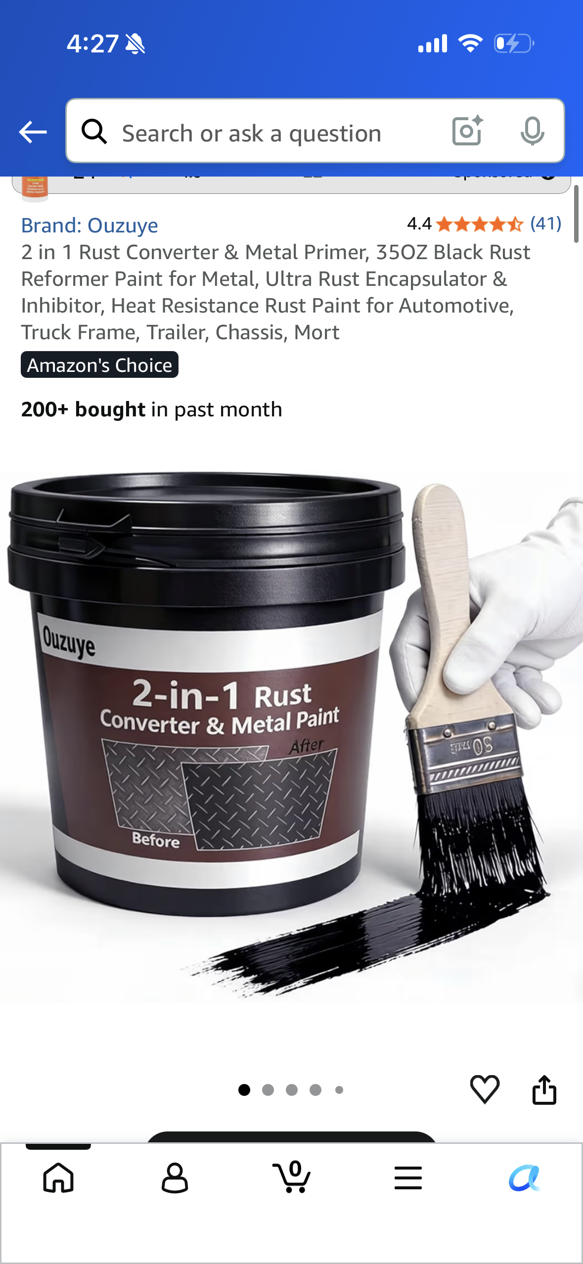 2 in 1 Rust Converter & Metal Primer, 35OZ Black Rust Reformer Paint for Metal, Ultra Rust Encapsulator & Inhibitor, Heat Resistance Rust Paint for Automotive, Truck Frame, Trailer, Chassis, Mort